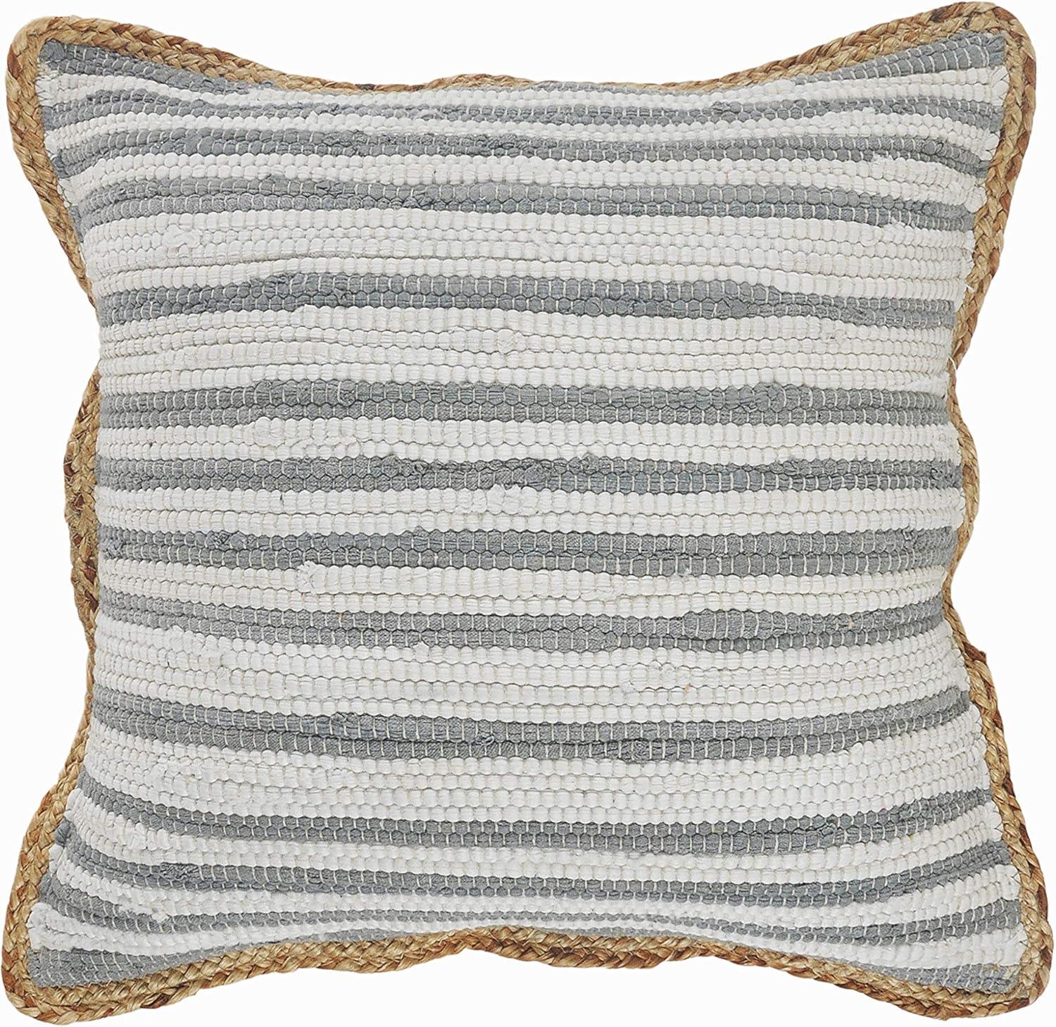 Ox Bay Ringo 18" x 18" Striped Gray Cotton and Jute Decorative Throw Pillow