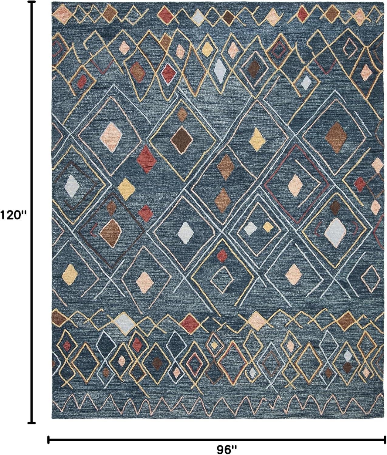 Suzani SZN314 Hand Hooked Indoor Area Rug - Dark Blue/Multi - 8'x10' - Safavieh