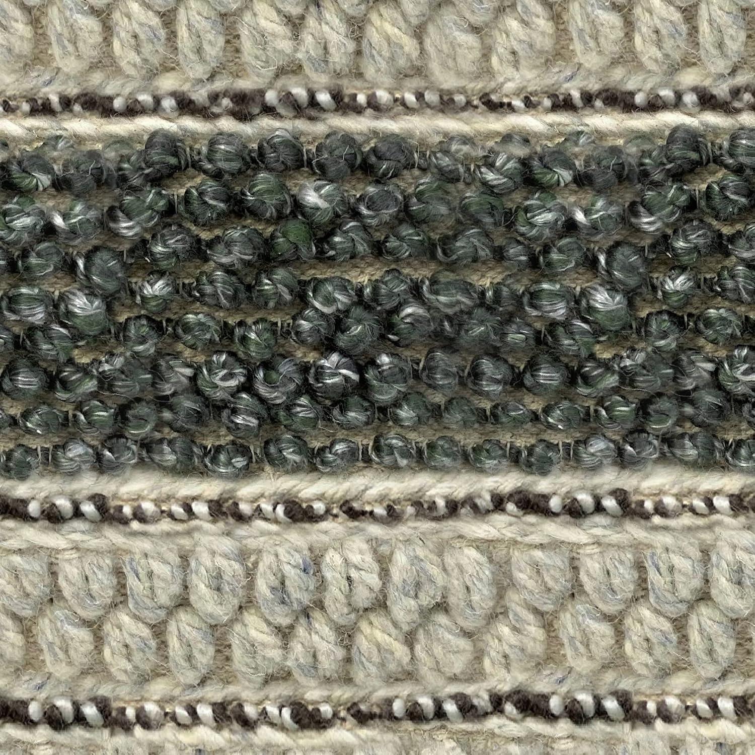 Grady Green and Natural Handloom Woven Square Pouf