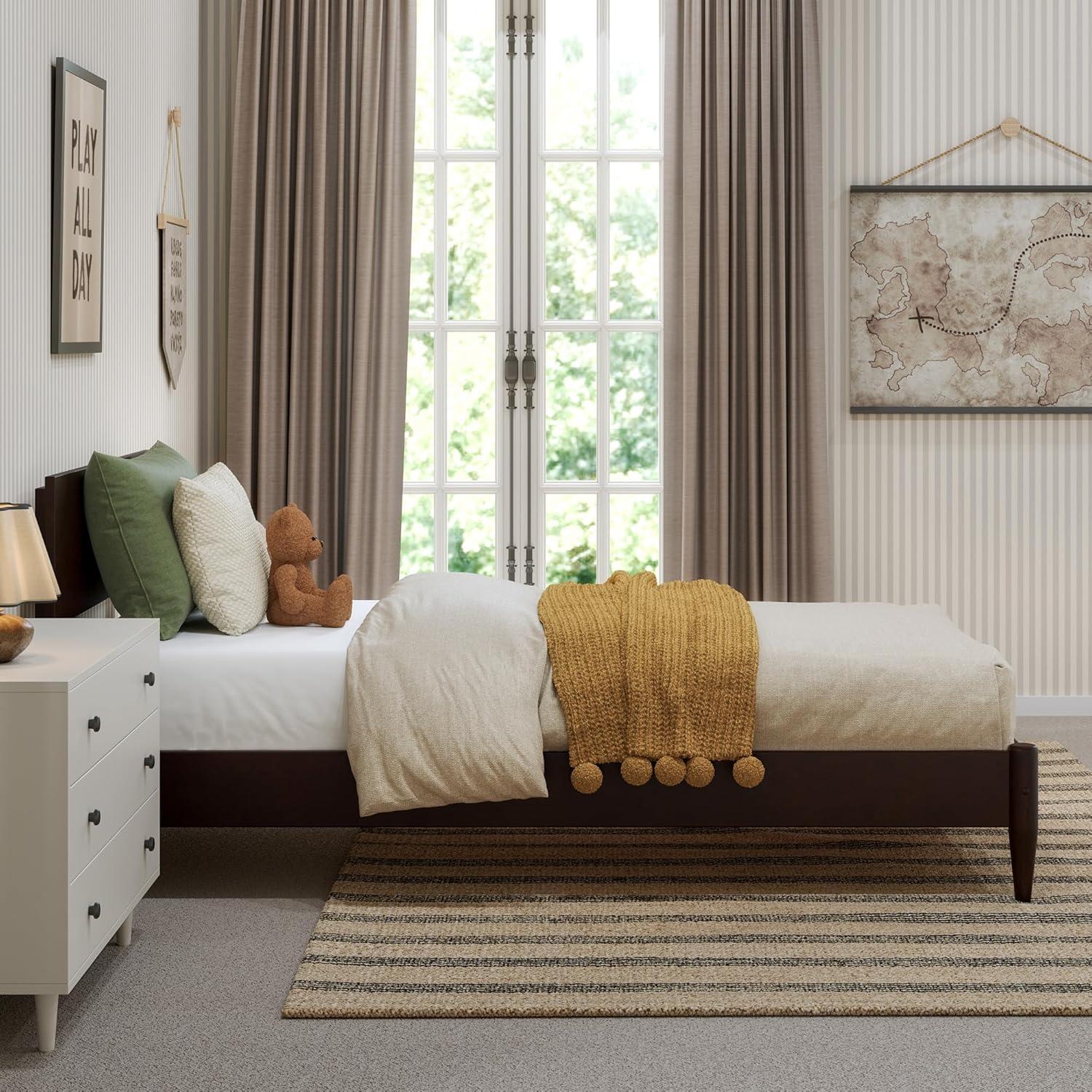 AFI Aria Queen Modern Solid Wood Low Profile Platform Bed, Espresso