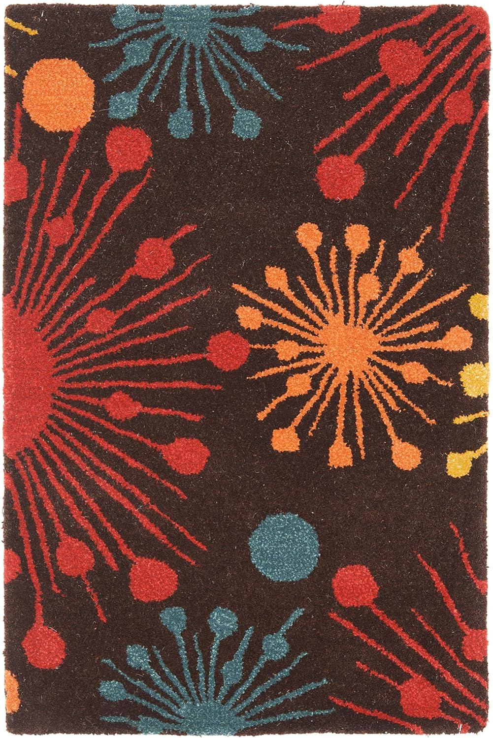 SAFAVIEH Soho Danielle Fire Works Wool Area Rug, Brown/Multi, 2' x 3'