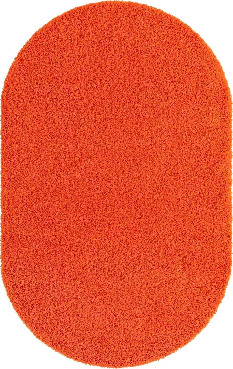 Unique Loom 5' 0 x 8' 0 Solid Shag Tiger Orange Area Rug