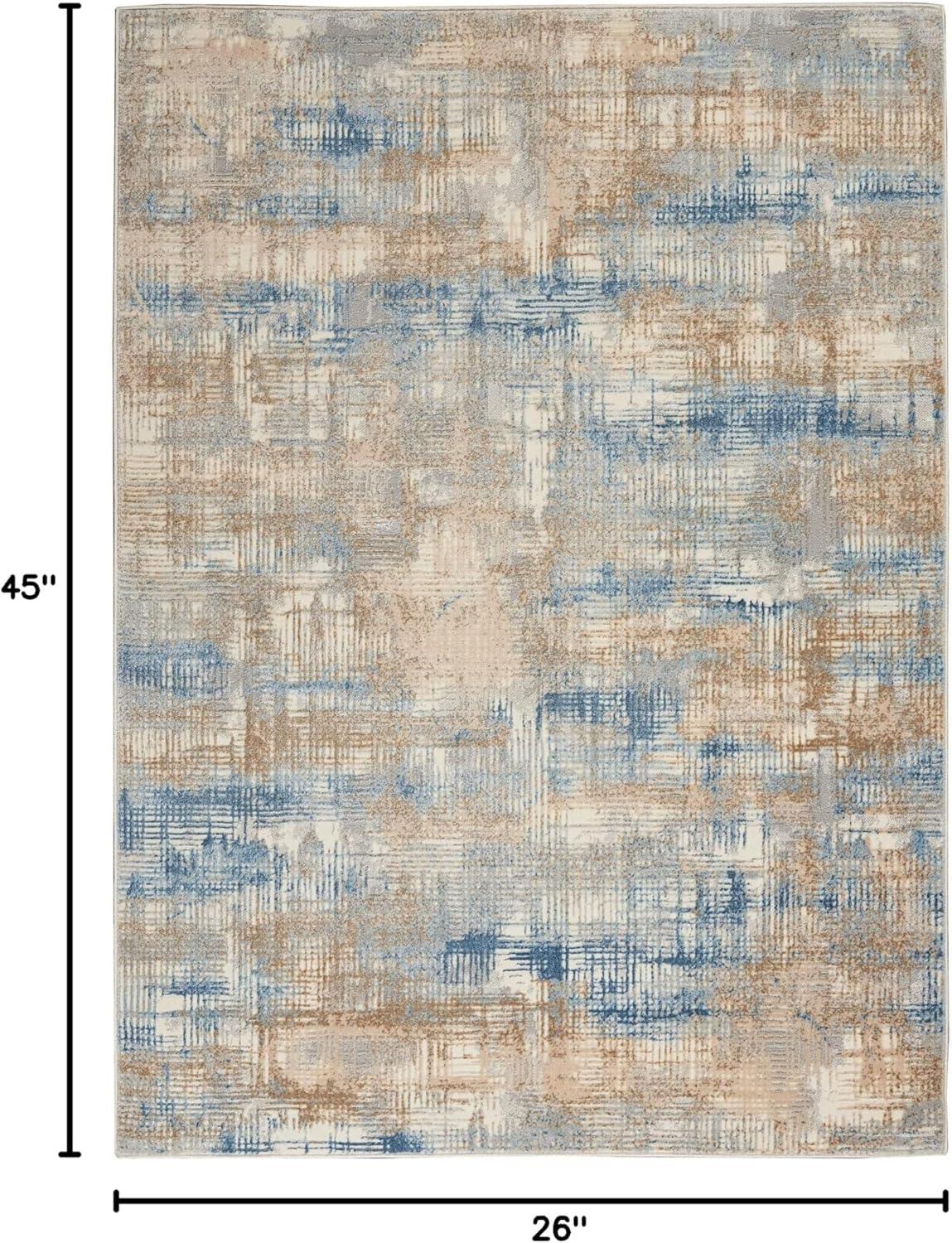 Calvin Klein  Rush Contemporary Geometric Abstract Area Rug 2'2" x 3'9" Rectangle - Grey/Beige