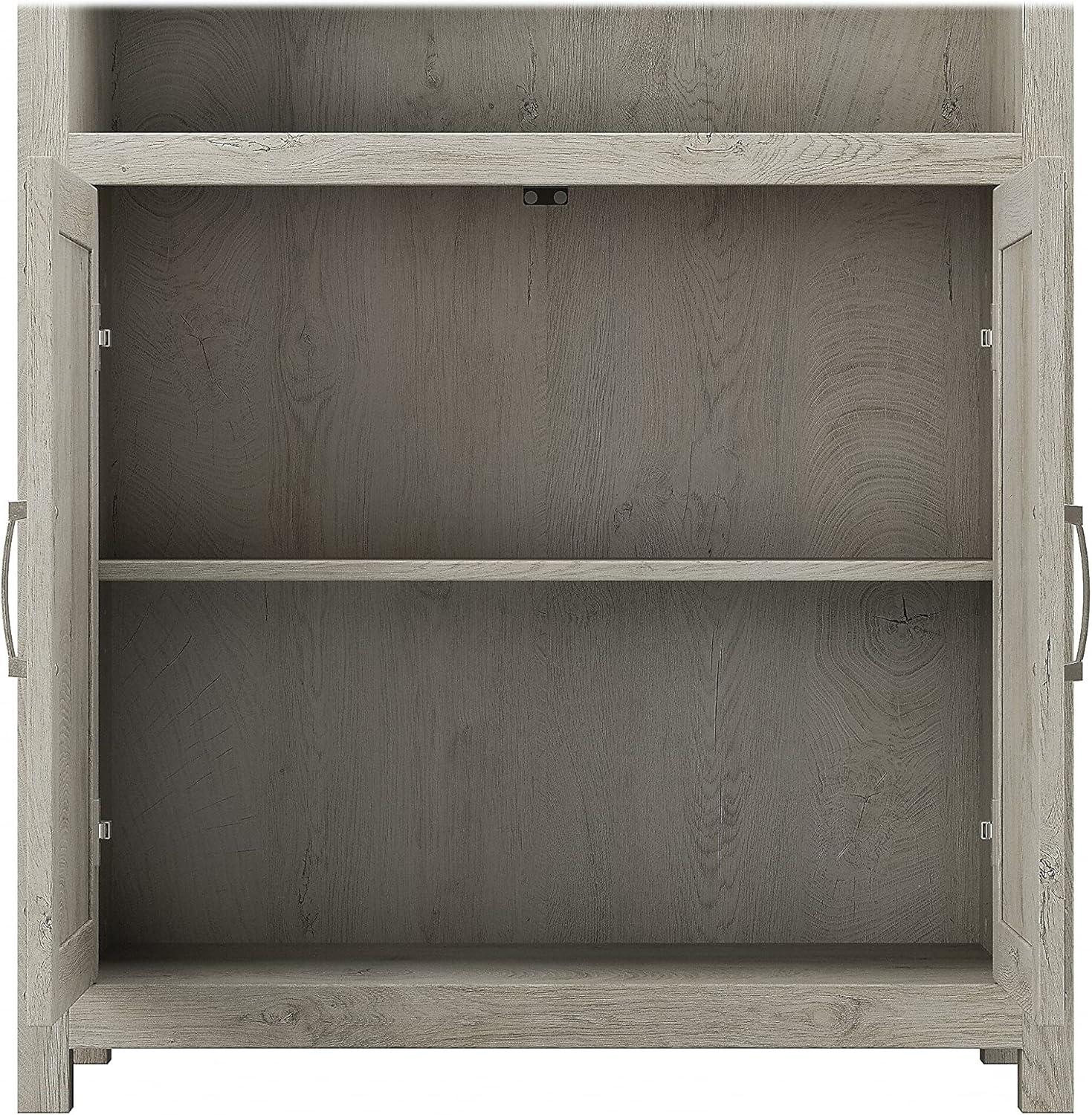 Bush Furniture Knoxville Tall 5 Shelf Bookcase with Doors in Cottage White