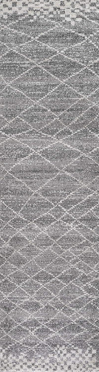 2'x8' Asilah Moroccan Modern Diamond Runner Rug, Gray - JONATHAN Y
