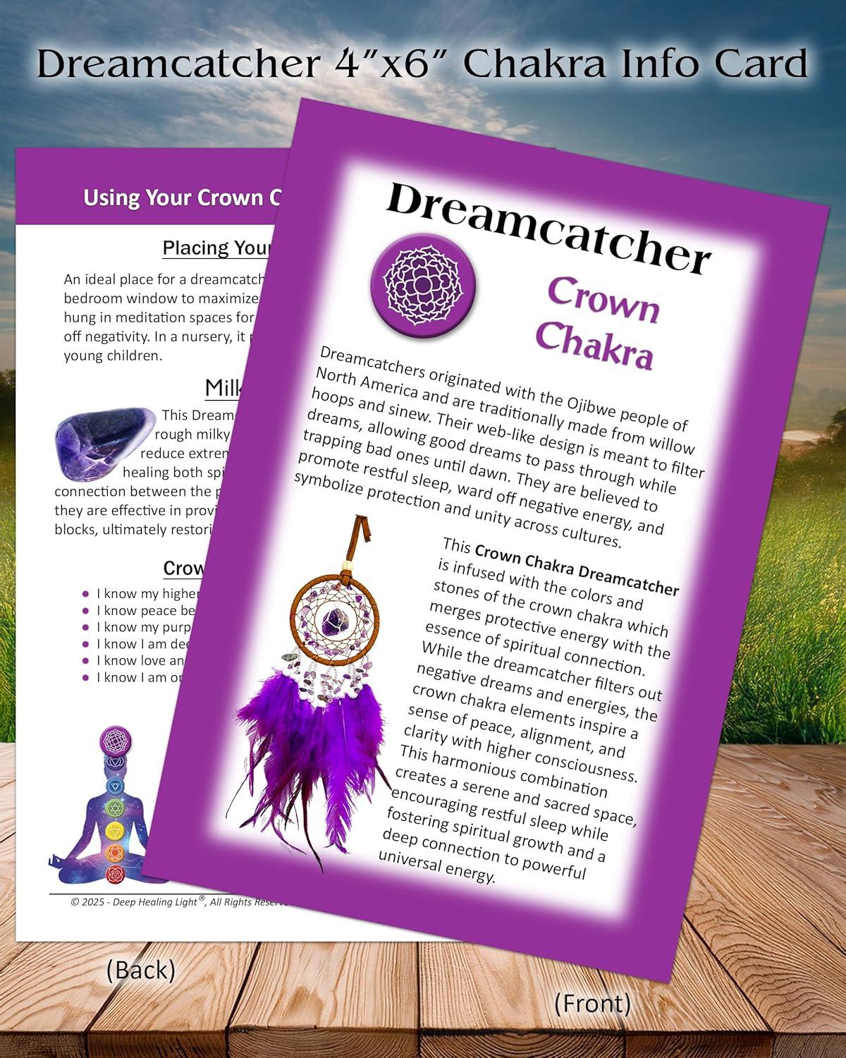 Violet Dreamcatcher for Crown Chakra Healing. Uses Violet Feathers and Milky Amethyst Stones to Provide Protection and Spiritual Connection in Bedrooms, Meditation Spaces - Dream Catchers with Color