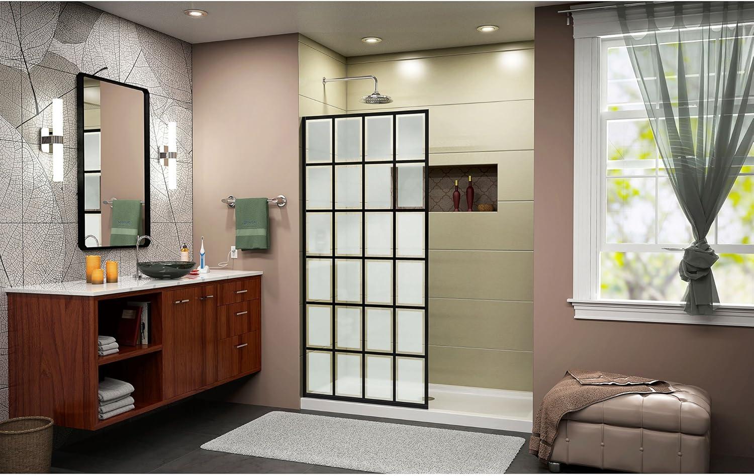 French Linea 34" W x 72" H Frameless Shower Door with ClearMax™ Technology