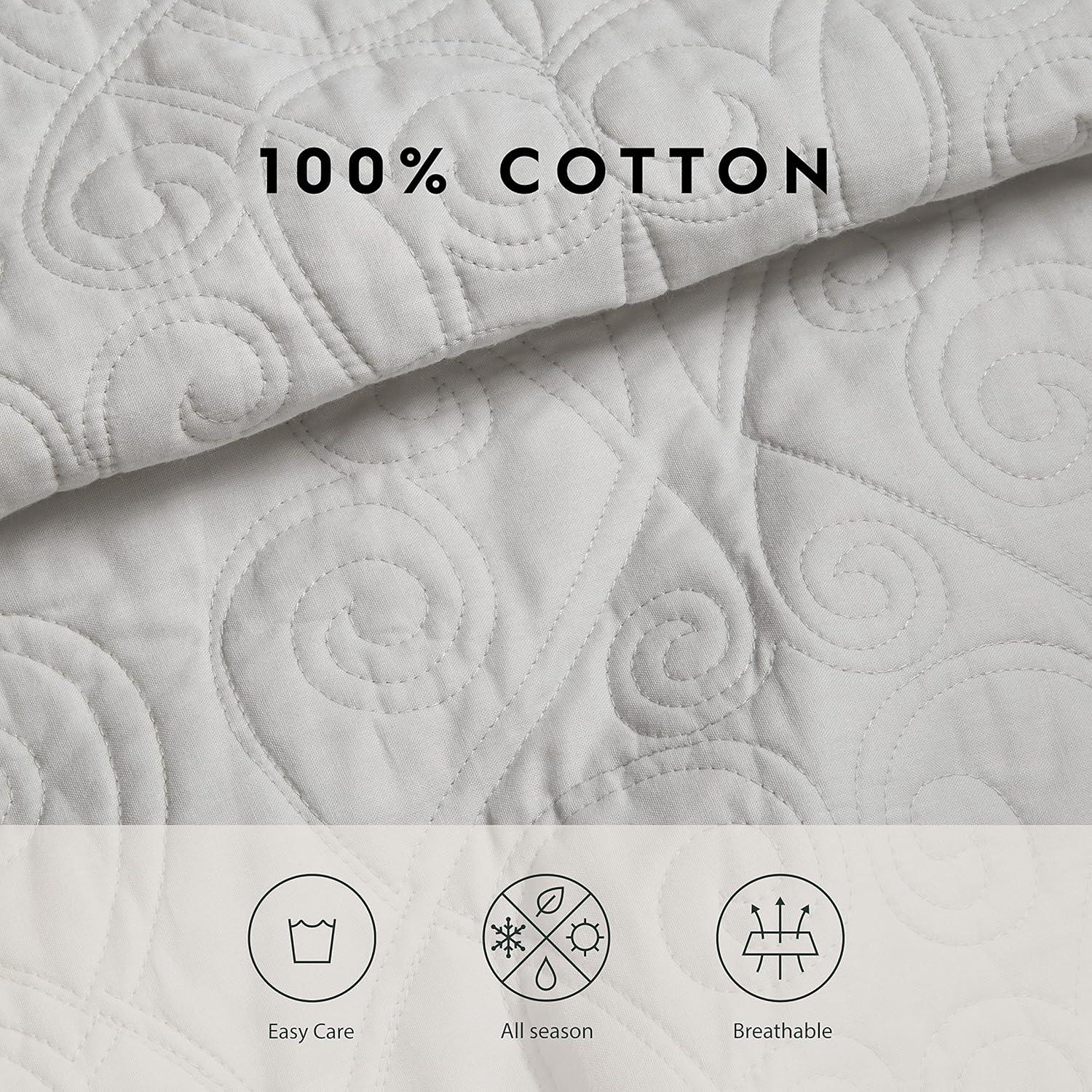 Gray Full Cotton Reversible Quilt Set