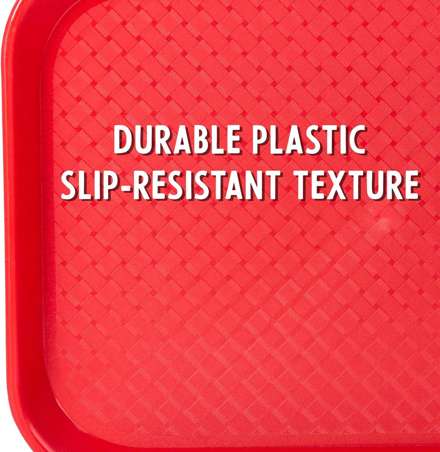 Fast Food Cafeteria Tray | 10 x 14 Rectangular Textured Plastic Food Serving TV Tray | School Lunch, Diner, & Commercial Kitchen Restaurant Equipment (Blue)