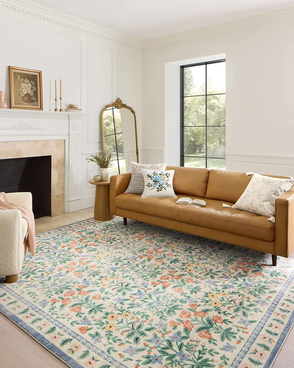 Rifle Paper Co. x Loloi Eden Mughal Garden Cream Rug feat CloudPile