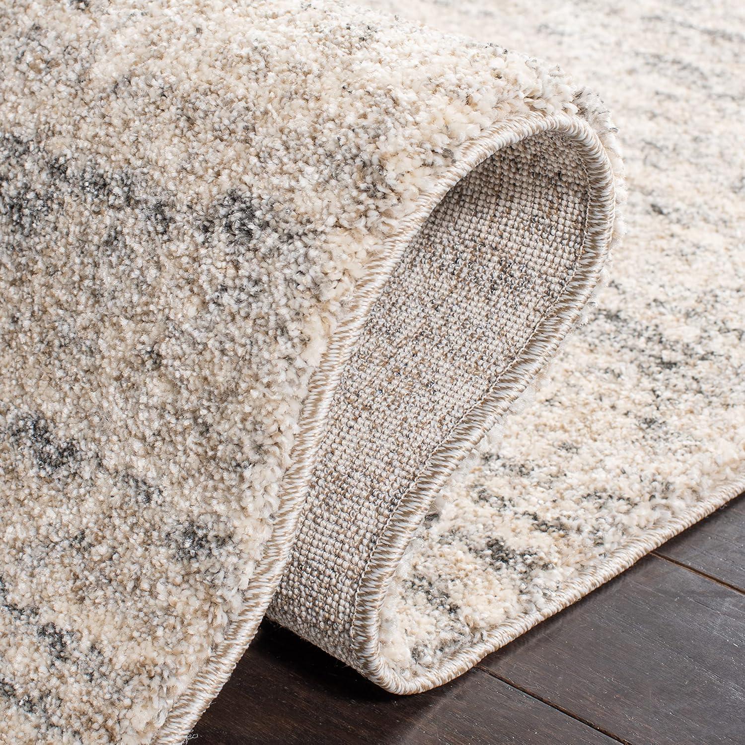 Retro RET2133 Power Loomed Area Rug - Ivory/Dark Grey - 6'x6' - Safavieh.