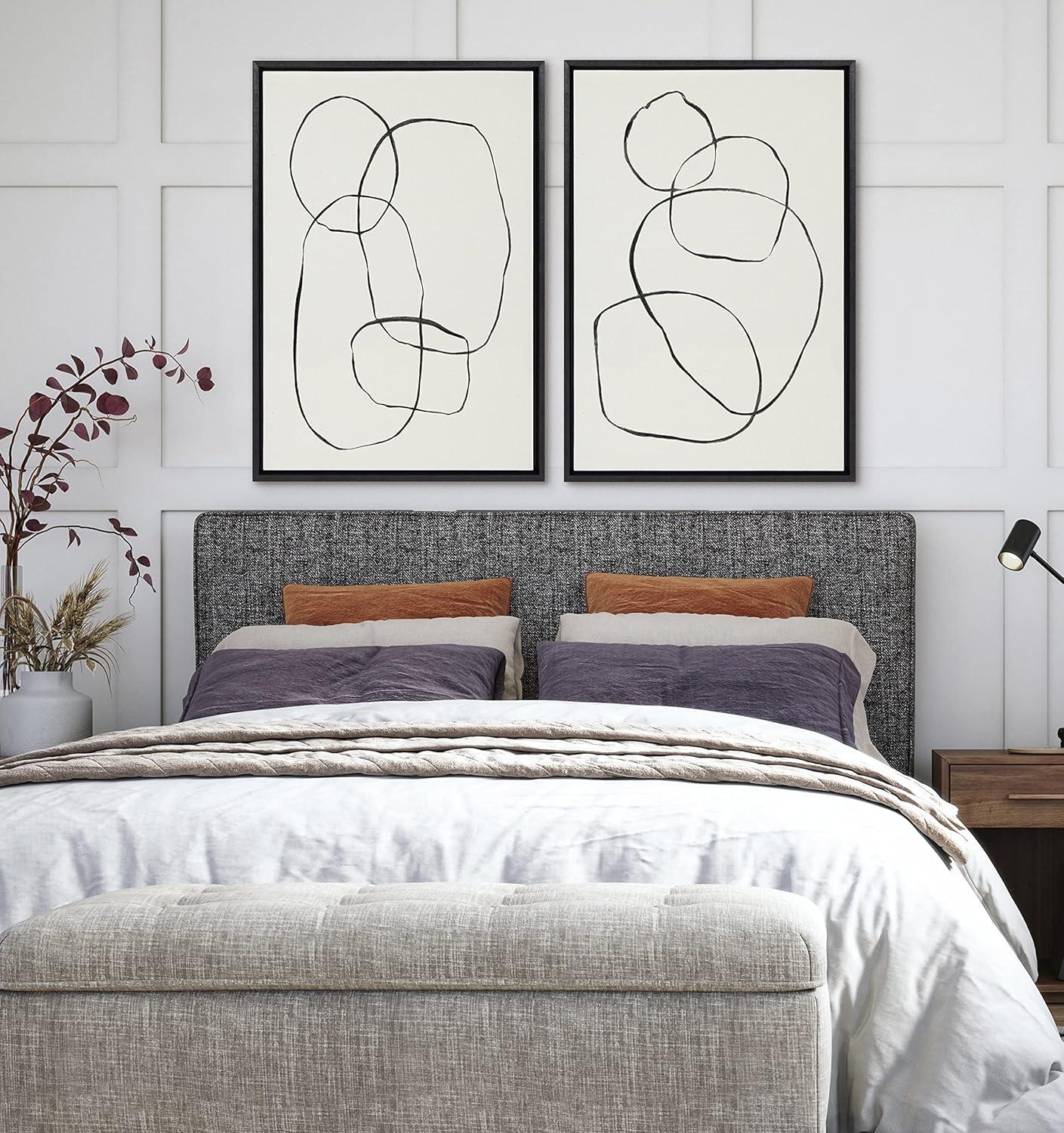 Kate and Laurel " 871 Modern Circles Flinen (left) & 869 Going In Circles Flinen (right) " by Teju Reval 2 - Pieces