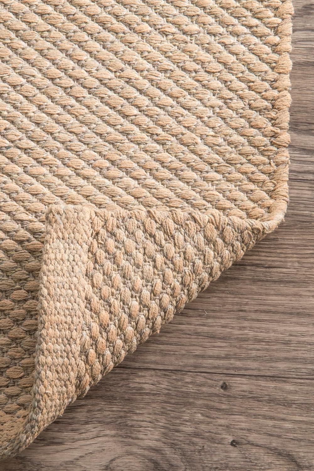 Beige 6' x 9' Handmade Cotton Flat Woven Area Rug