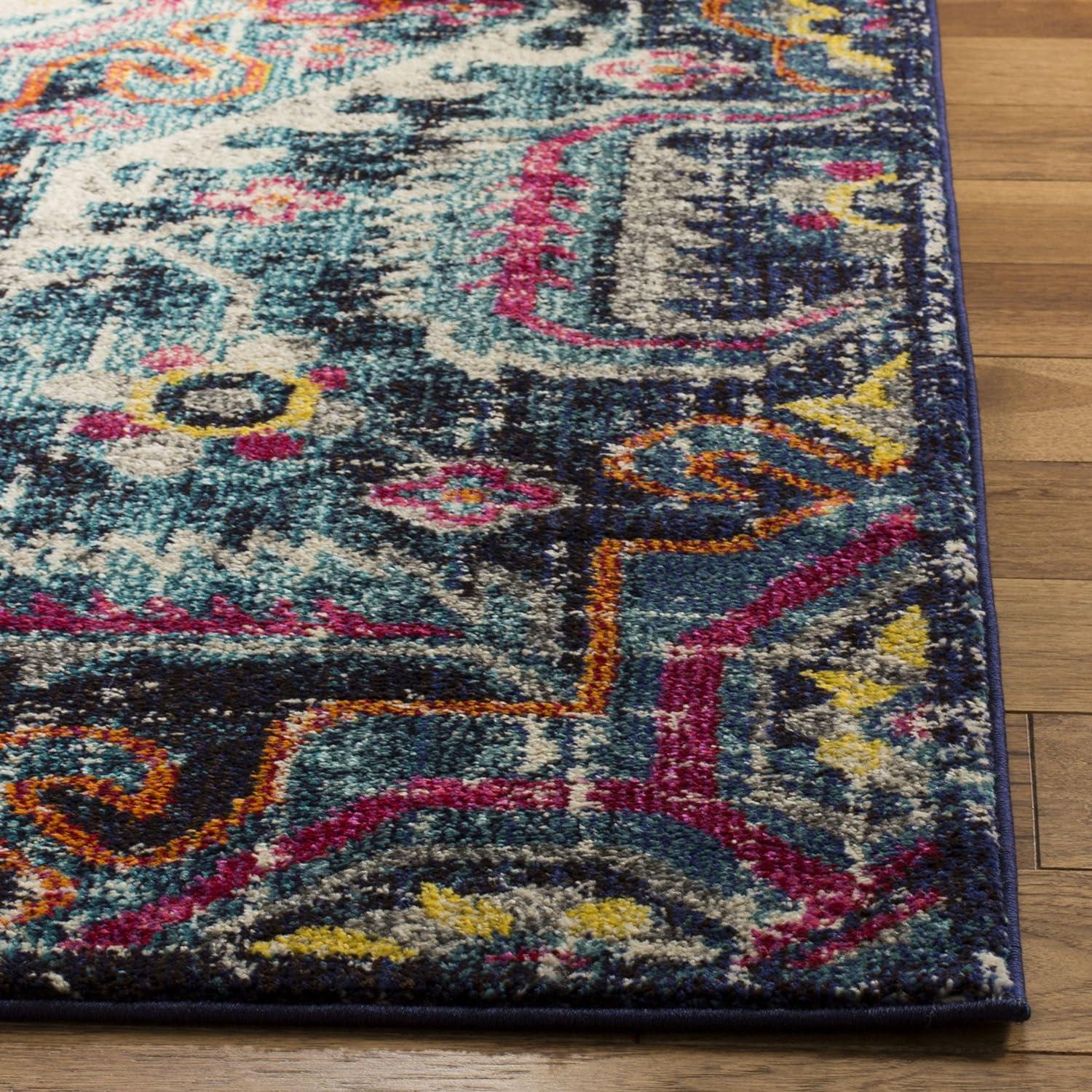 Monaco MNC252 Power Loomed Indoor Area Rug - Blue/Fuchsia - 4'x5'7" - Safavieh.