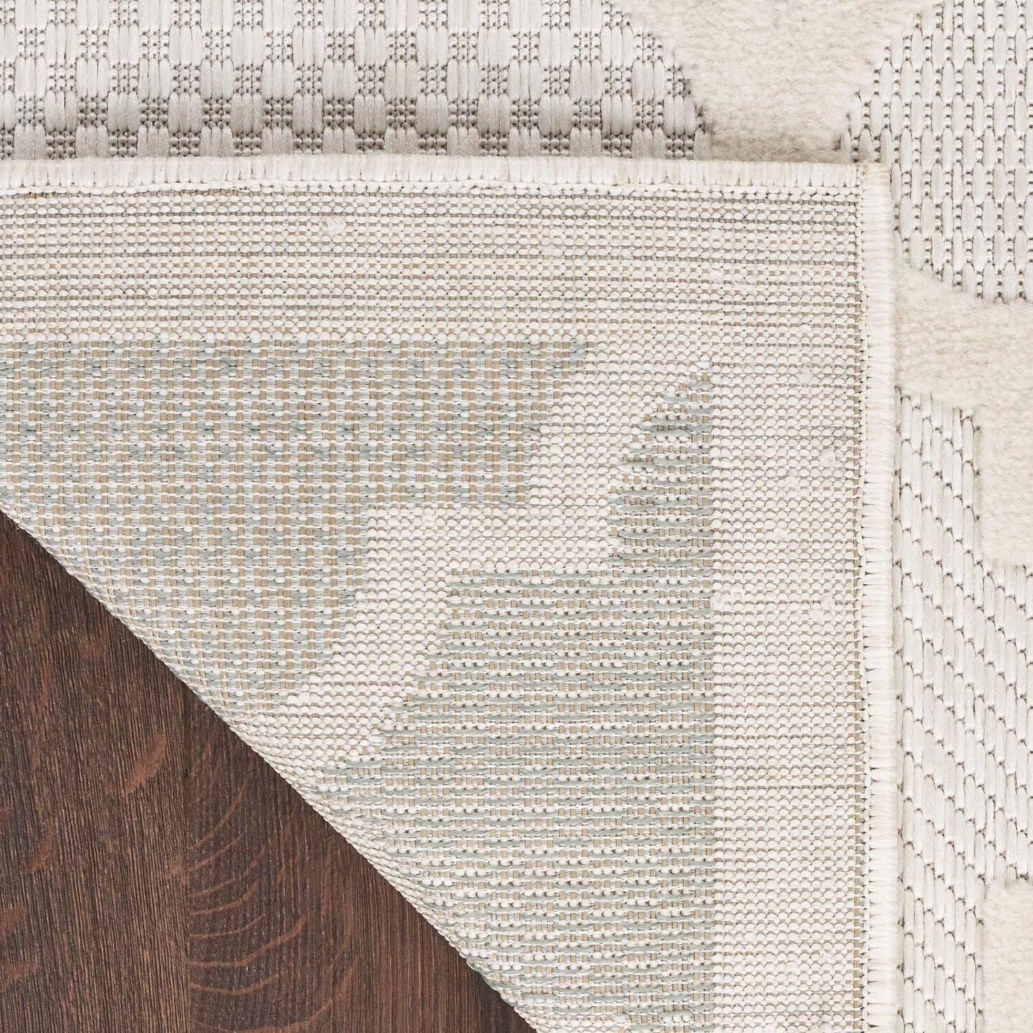 Ivory and White Trellis Synthetic Flat Woven 6' x 9' Rug