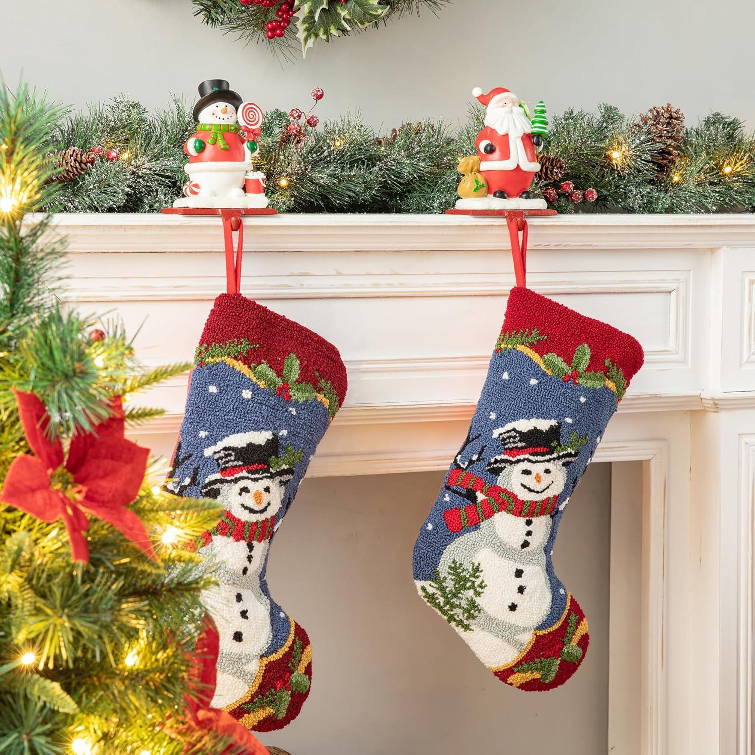 Handcrafted Snowman Hooked Christmas Stocking with 3D Applique