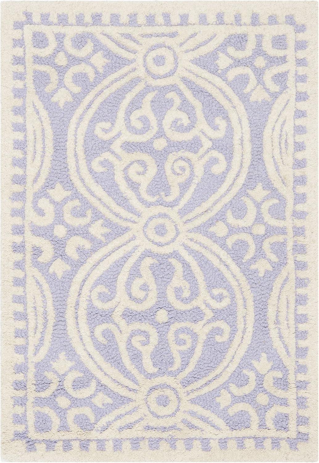 SAFAVIEH Cambridge Leslie Geometric Wool Area Rug, Lavender/Ivory, 2' x 3'