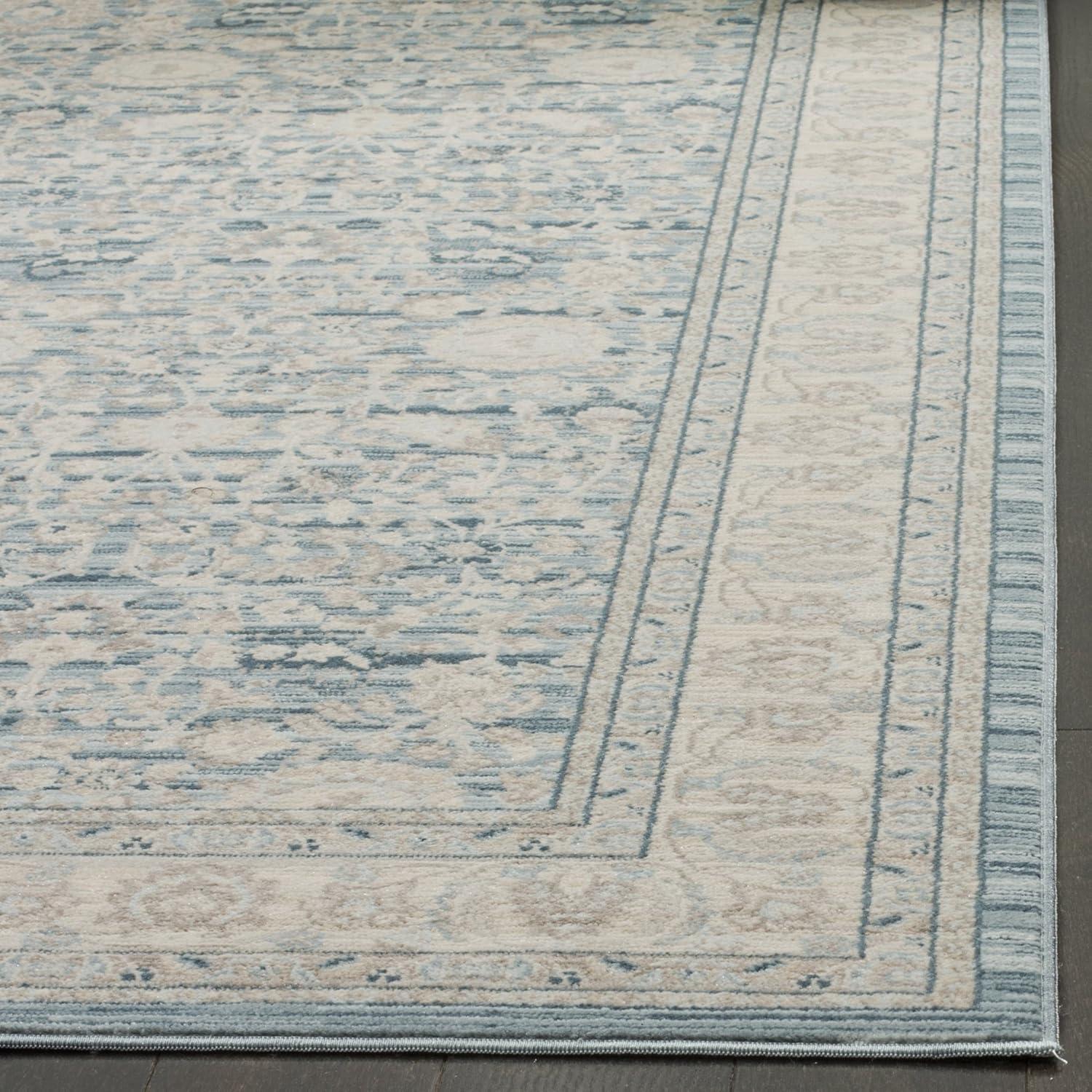 Elysian Blue & Grey 8' x 10' Hand-knotted Synthetic Area Rug