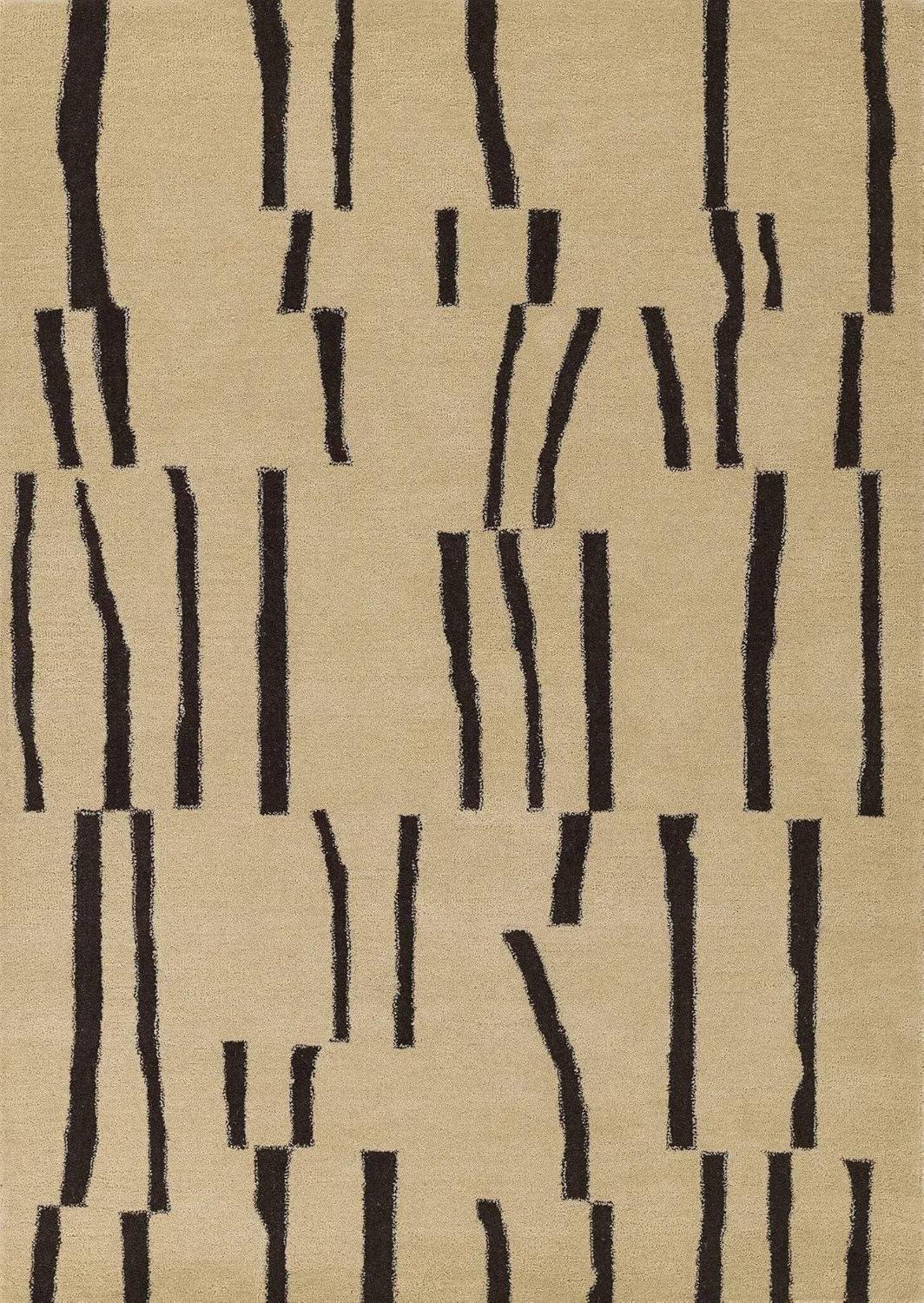 Momeni 8'x10' Simba Safari Handtufted Area Rug Ivory: Wool, Geometric Pattern, Medium Pile, Indoor, Rectangle