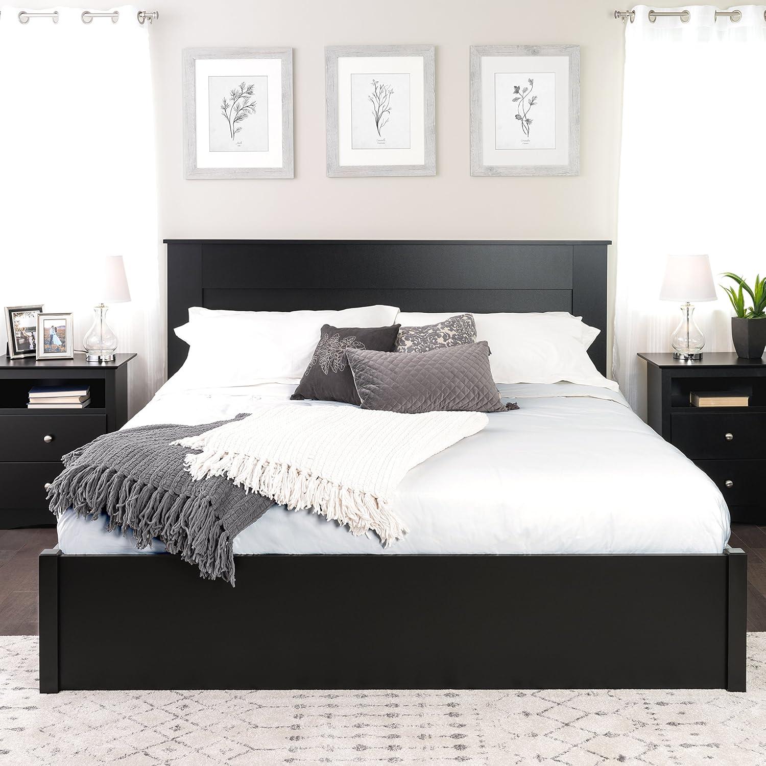 Prepac King Flat Panel Headboard White : 5-Year Warranty, MDF Construction, Spot Clean, King Size
