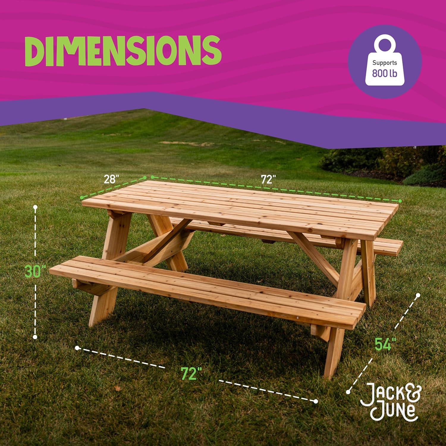 Premium Cedar Wood Rectangular Picnic Table with Rounded Corners