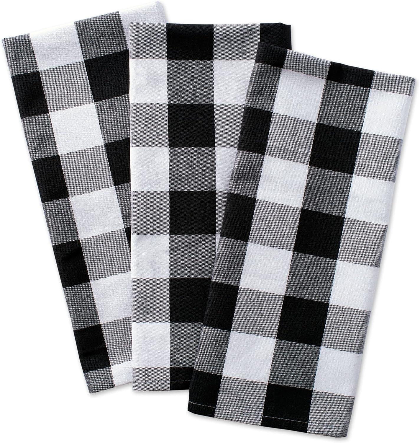 Buffalo Check Black and White Cotton Kitchen Towel Set