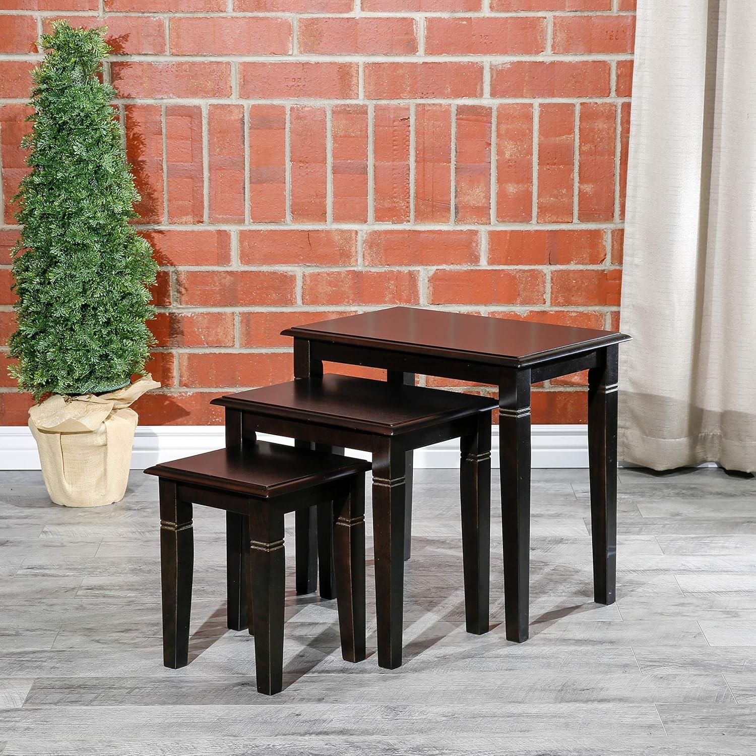 DTY Indoor Living Golden 3-Piece Nesting Tables Furniture Collection - Espresso