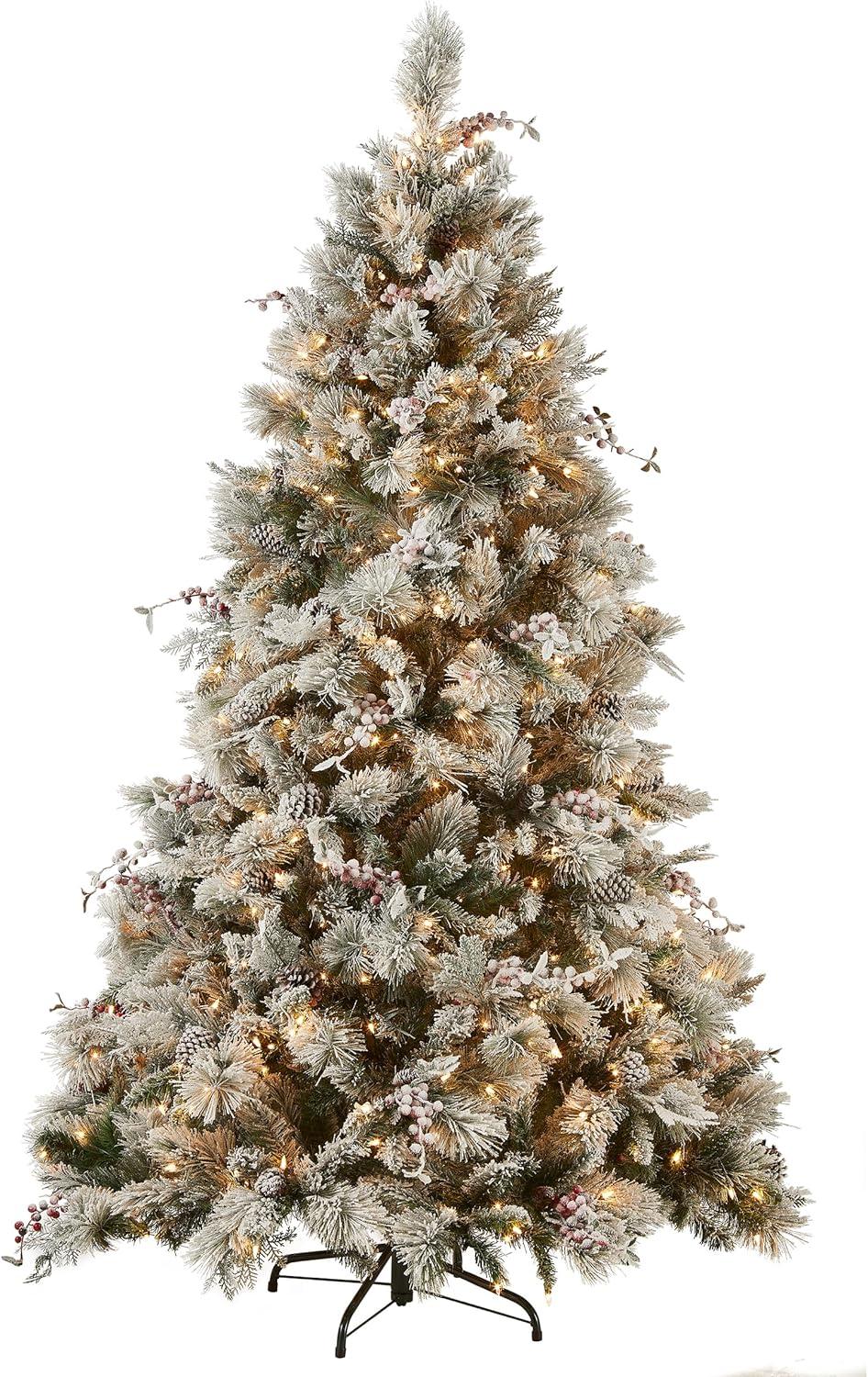 The Holiday Aisle® 7.5ft. Snowy Bedford Pine Tree with Clear Lights