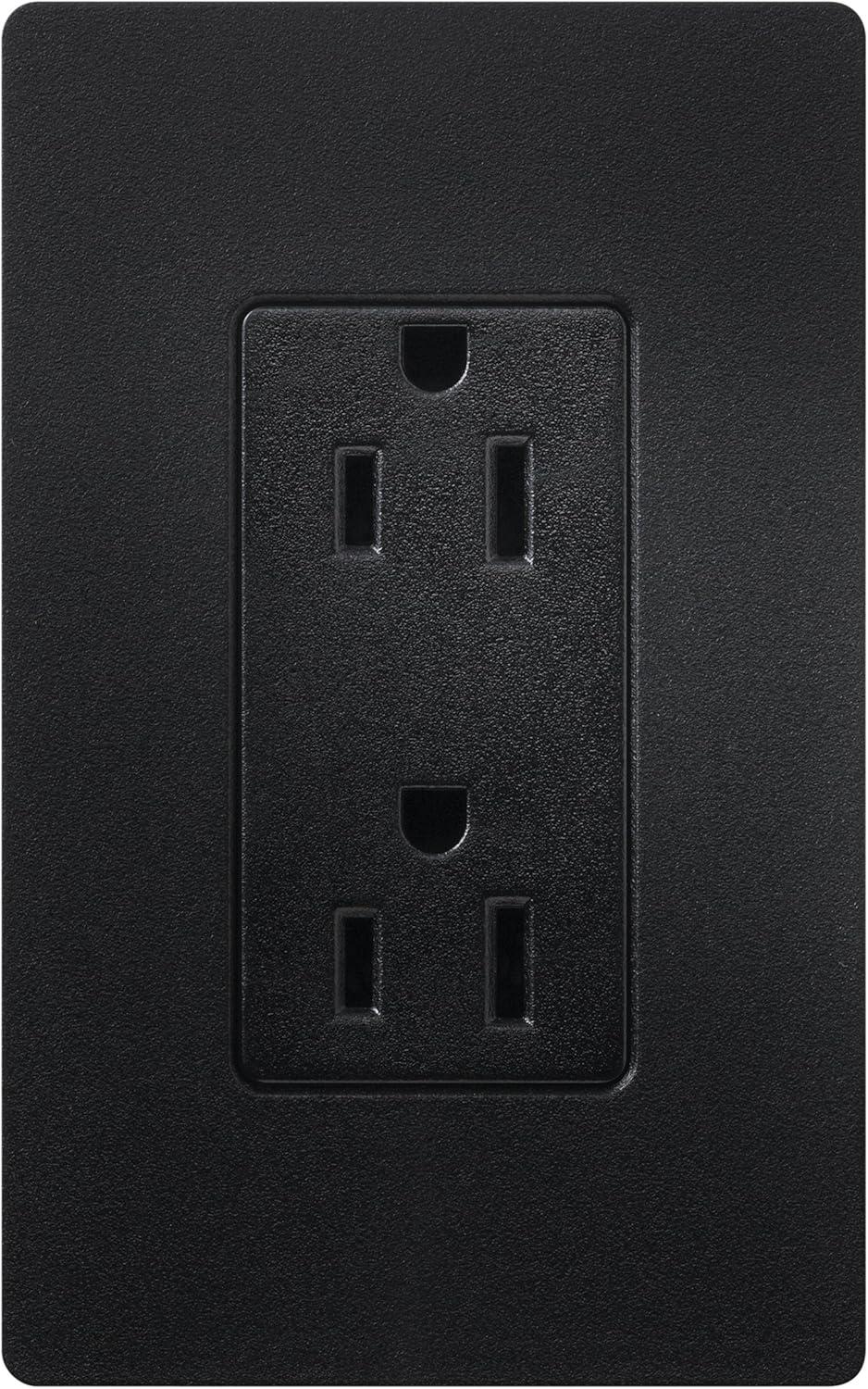 Midnight Black Tamper-Resistant Duplex Receptacle with Wall Plate