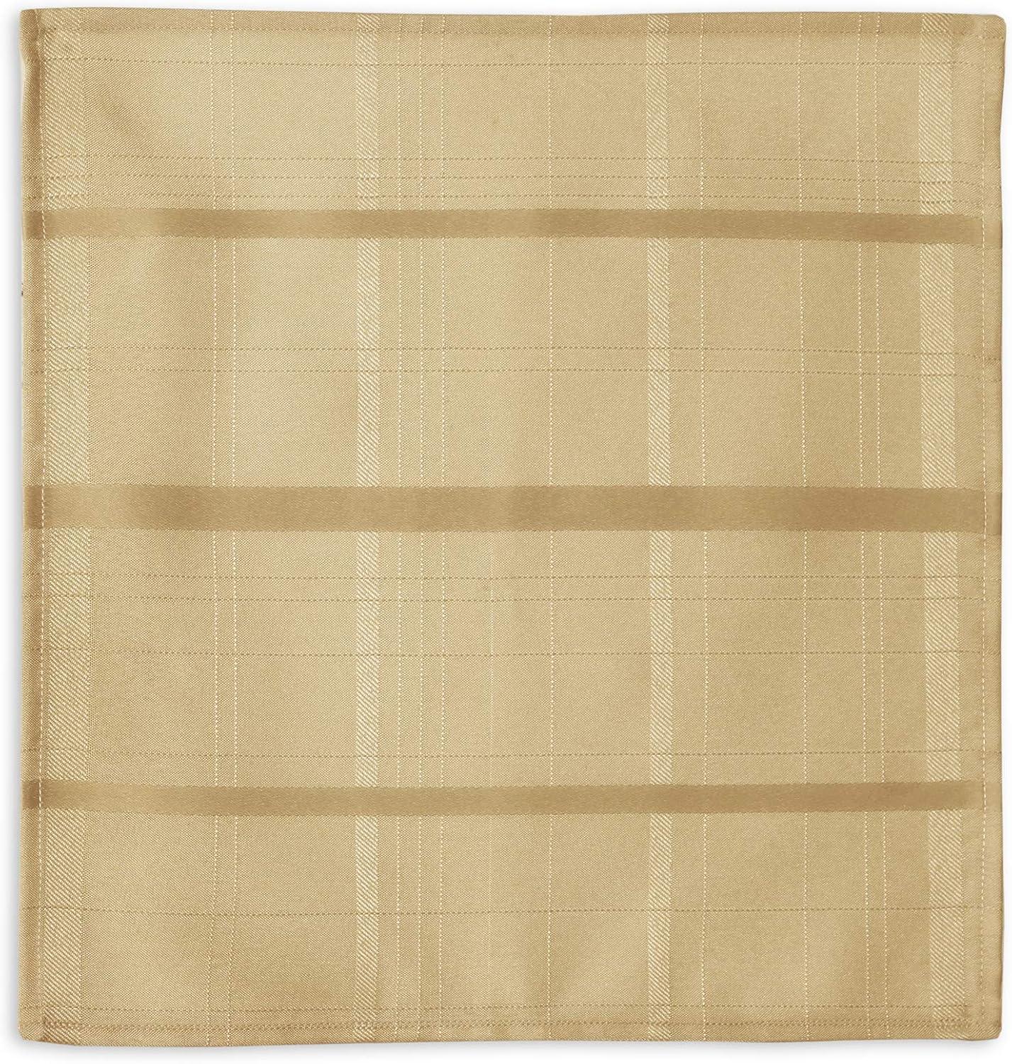 Elegance Plaid Stain Resistant Napkin Set of 4 - 17" x 17" - Ribbon Gold - Elrene Home Fashions