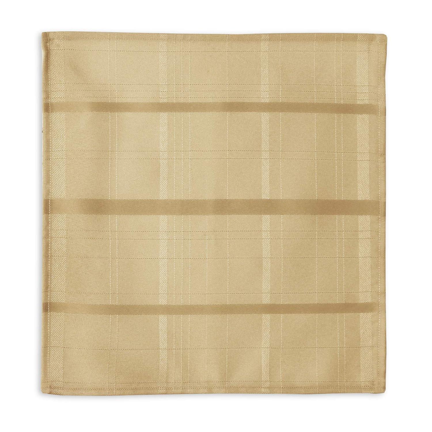 Elegance Plaid Stain Resistant Napkin Set of 4 - 17" x 17" - Ribbon Gold - Elrene Home Fashions