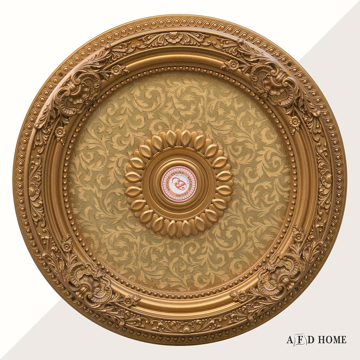 AFD Home 12020503 36 in. Round Chandelier Ceiling Medallion - Gold
