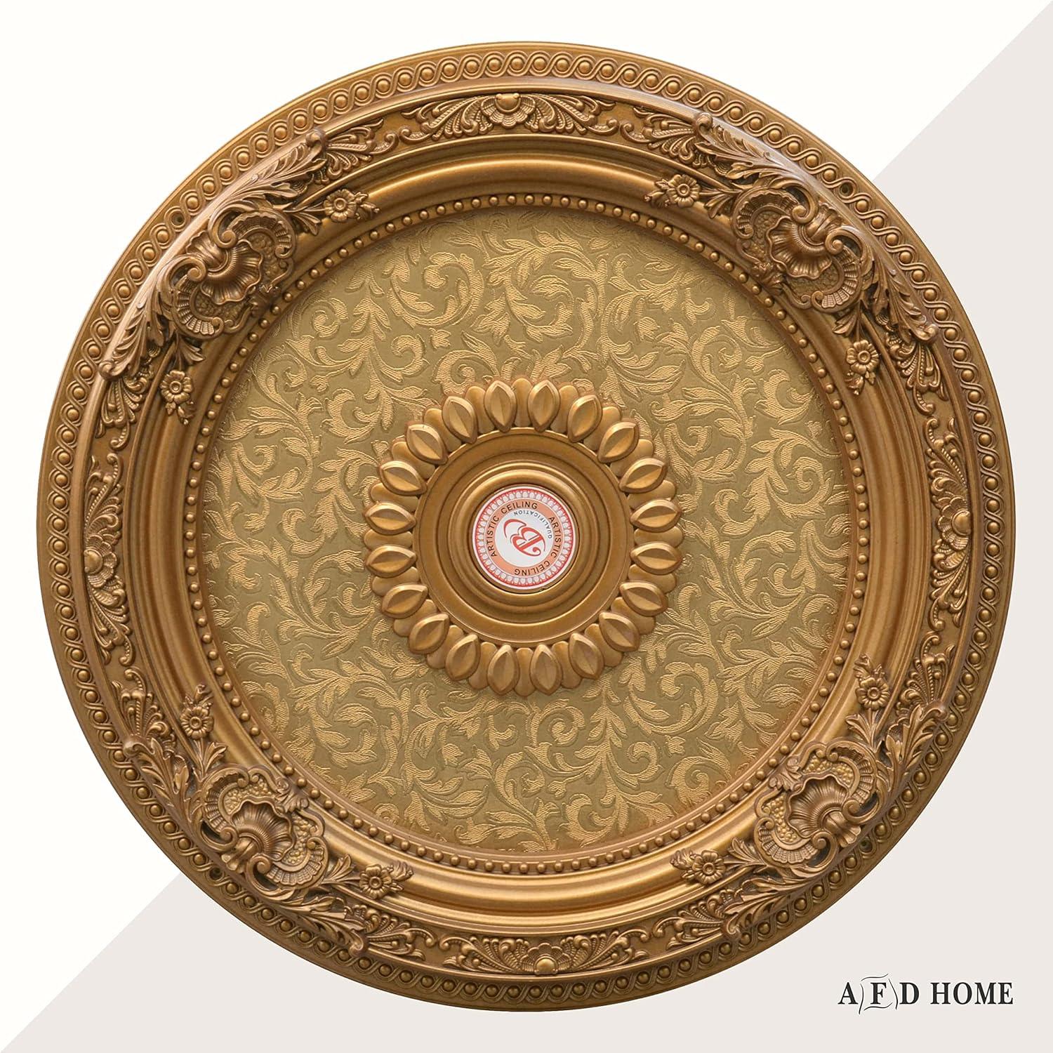 AFD Home 12020503 36 in. Round Chandelier Ceiling Medallion - Gold