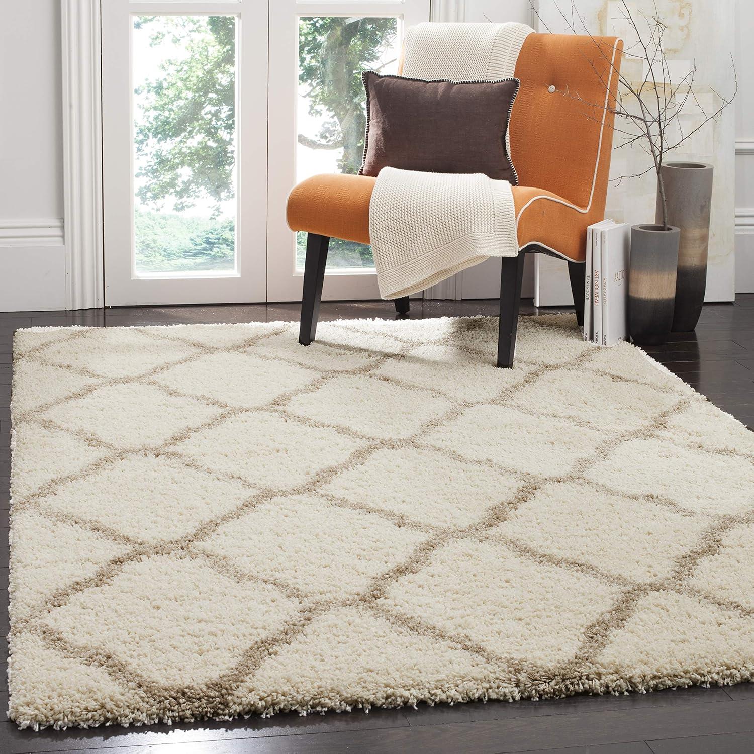 Hudson Shag SGH283 Power Loomed Indoor Area Rug - Ivory/Beige - 4'x6' - Safavieh.