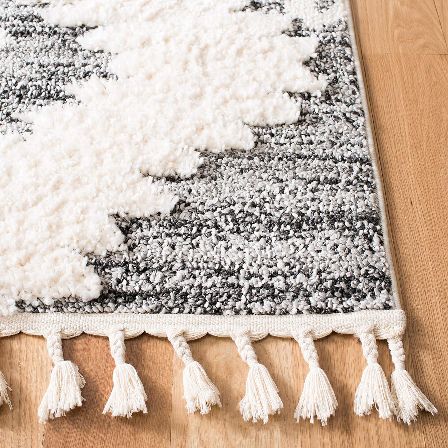 Moroccan Tassel Shag MTS652 Power Loomed Indoor Area Rug - Ivory/Grey - 5'3"x7'6" - Safavieh