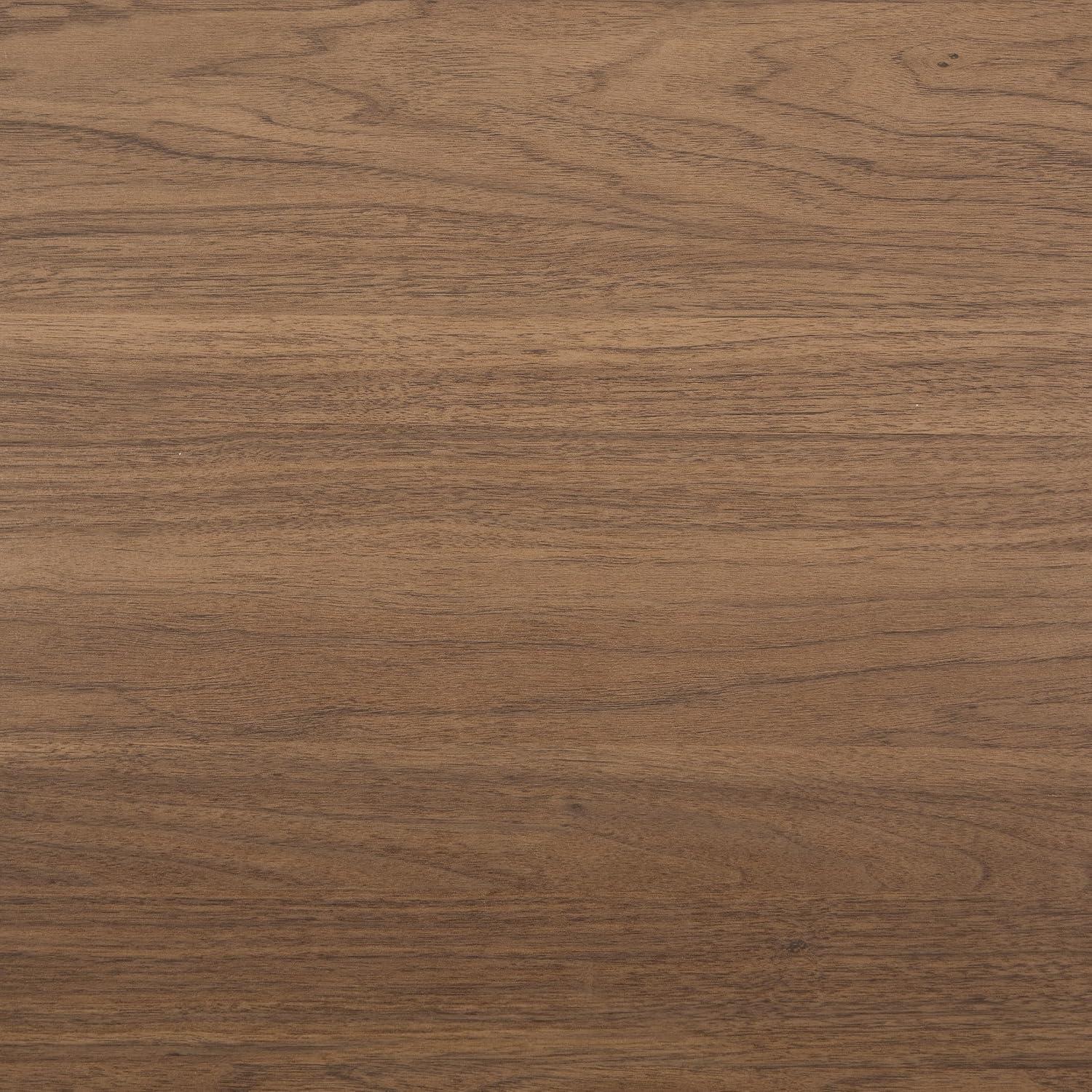 OSP Home Furnishings Retro Record Player Stand Console with Album Storage, Majestic Walnut Finish