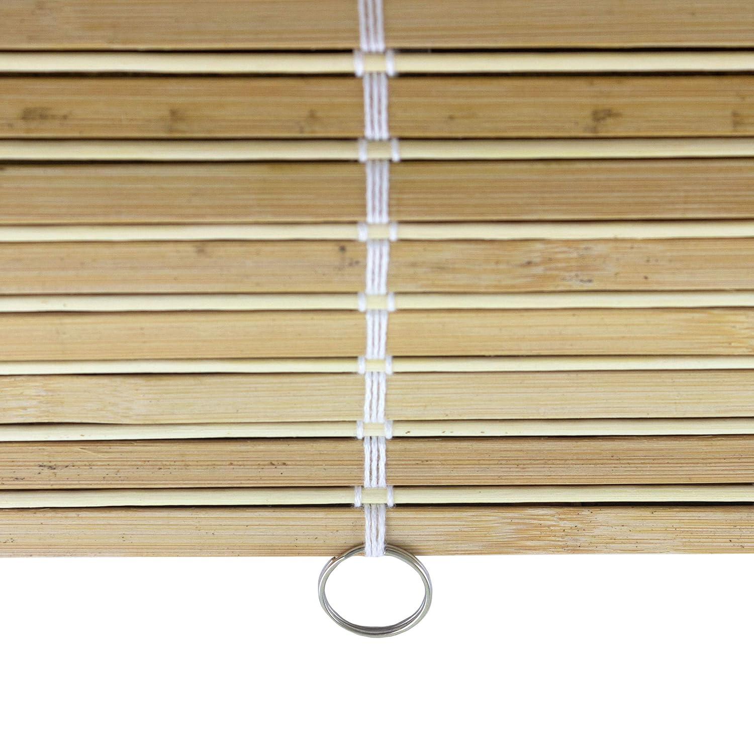 Oriental Furniture Cordless Light Filtering Bamboo Roman Window Shades, Beige, 2" x 24"