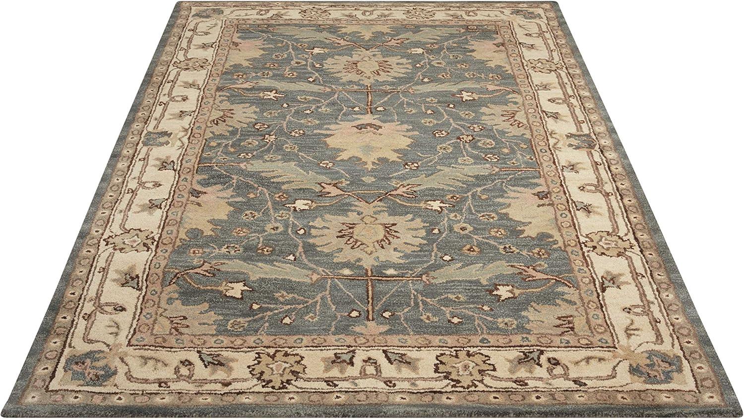 Dreamy Blue Handmade Wool 5' x 8' Tufted Area Rug