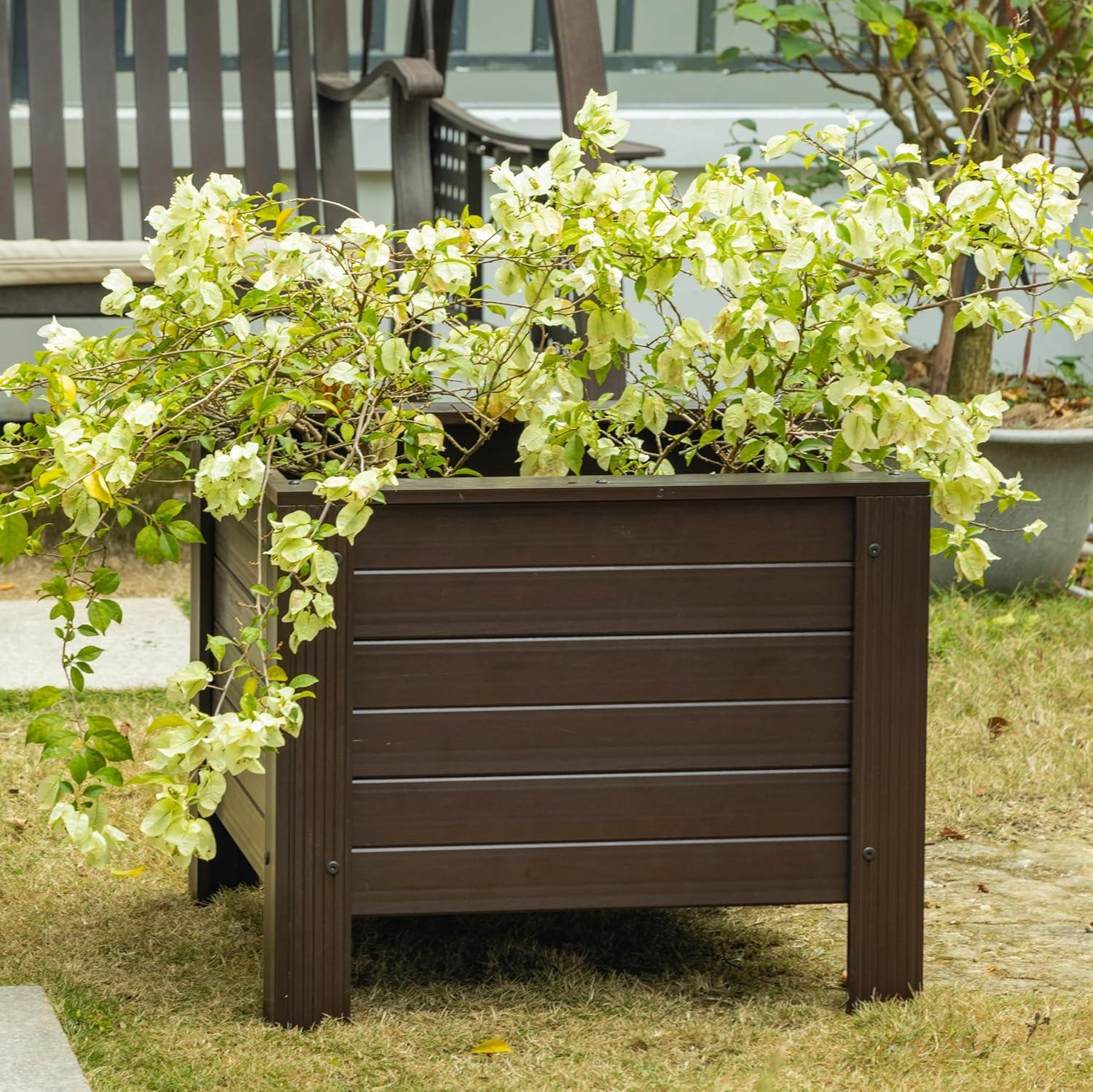 New Age Garden® 24" ECOFLEX Square Planter, Walnut