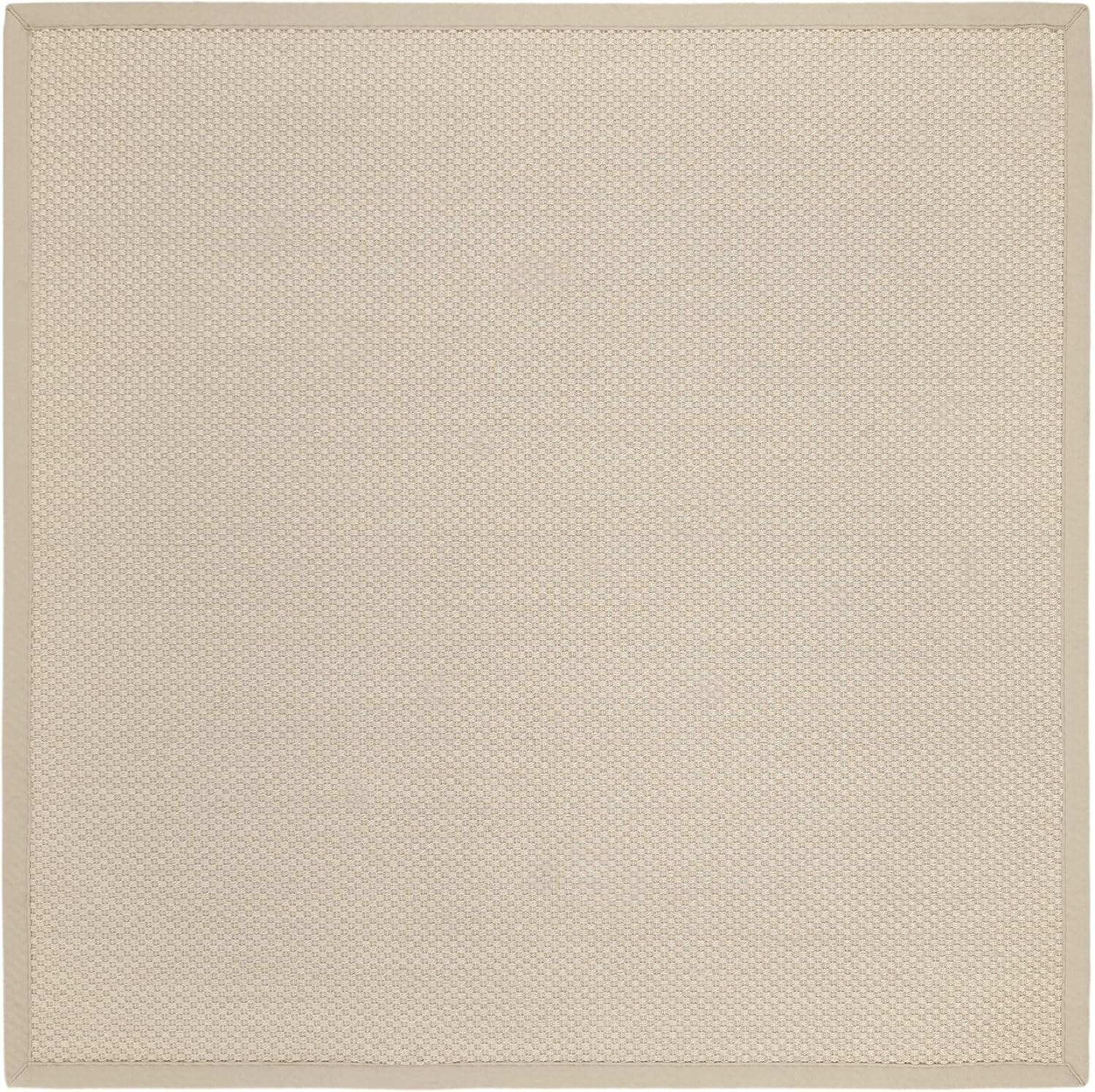 Althea Ivory and Light Beige Hand-Knotted Cotton 6' Square Rug