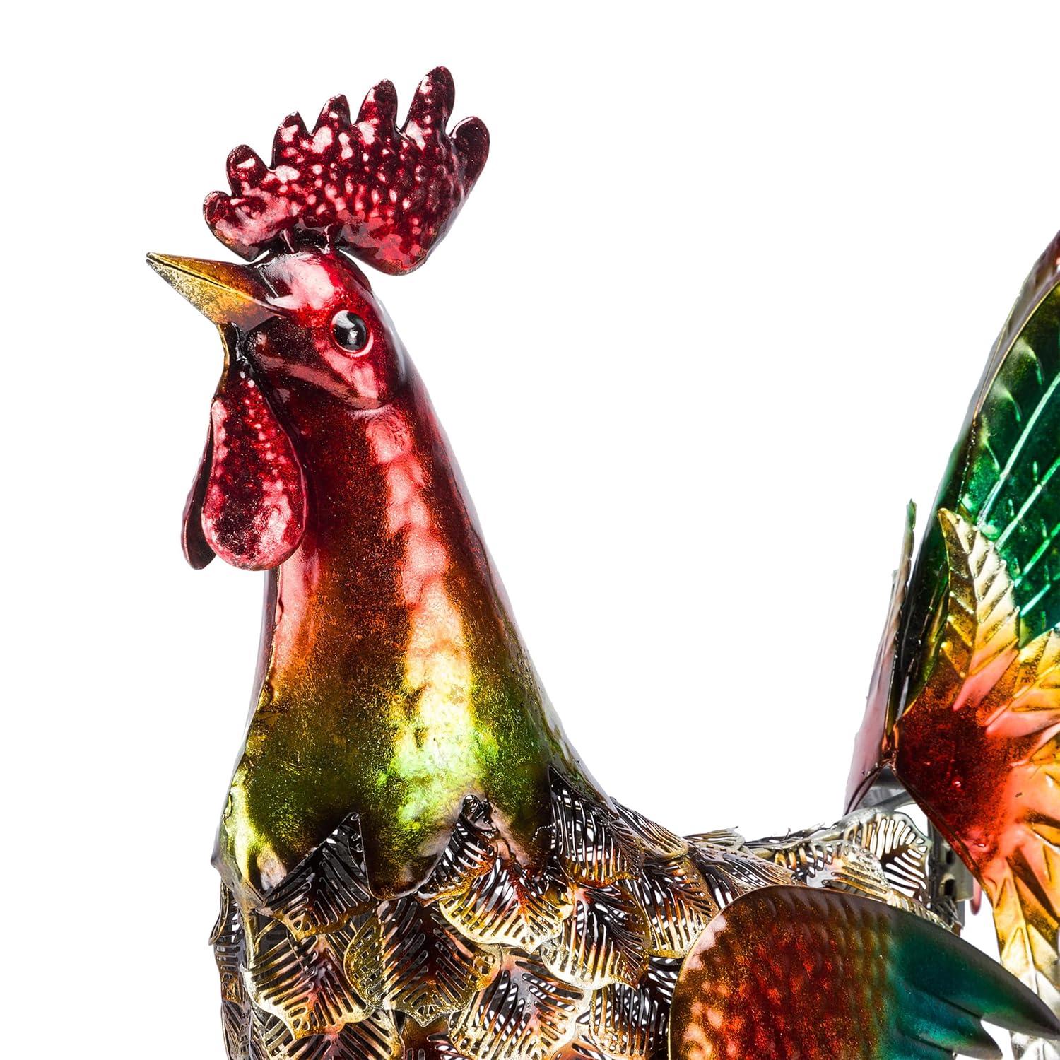 16" x 14" Outdoor Iron Rooster Yard Statue Brown - Alpine Corporation: Metallic Garden Decor