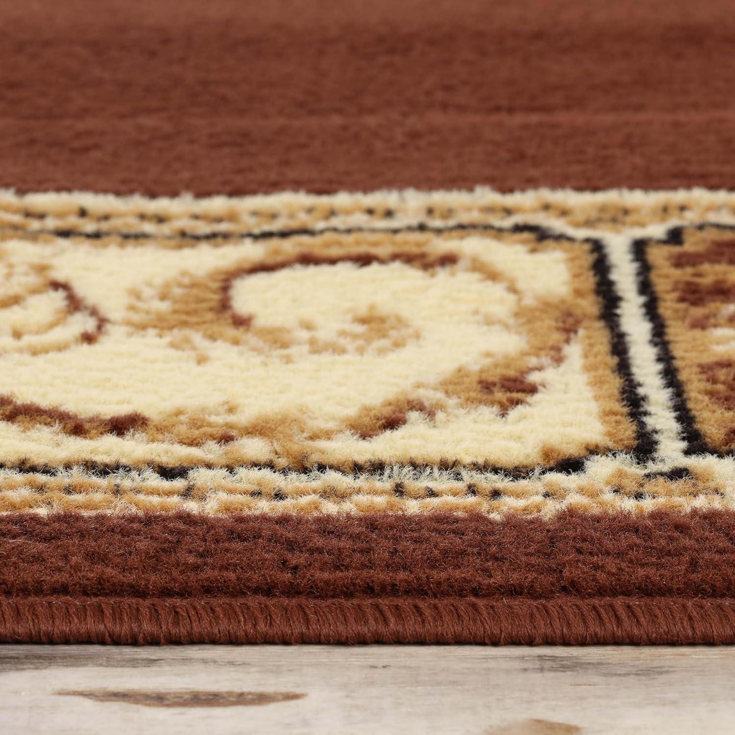 Superior Classic Elegant Floral Medallion Power-Loomed Indoor Area Rug, Toffee, 6' x 9'
