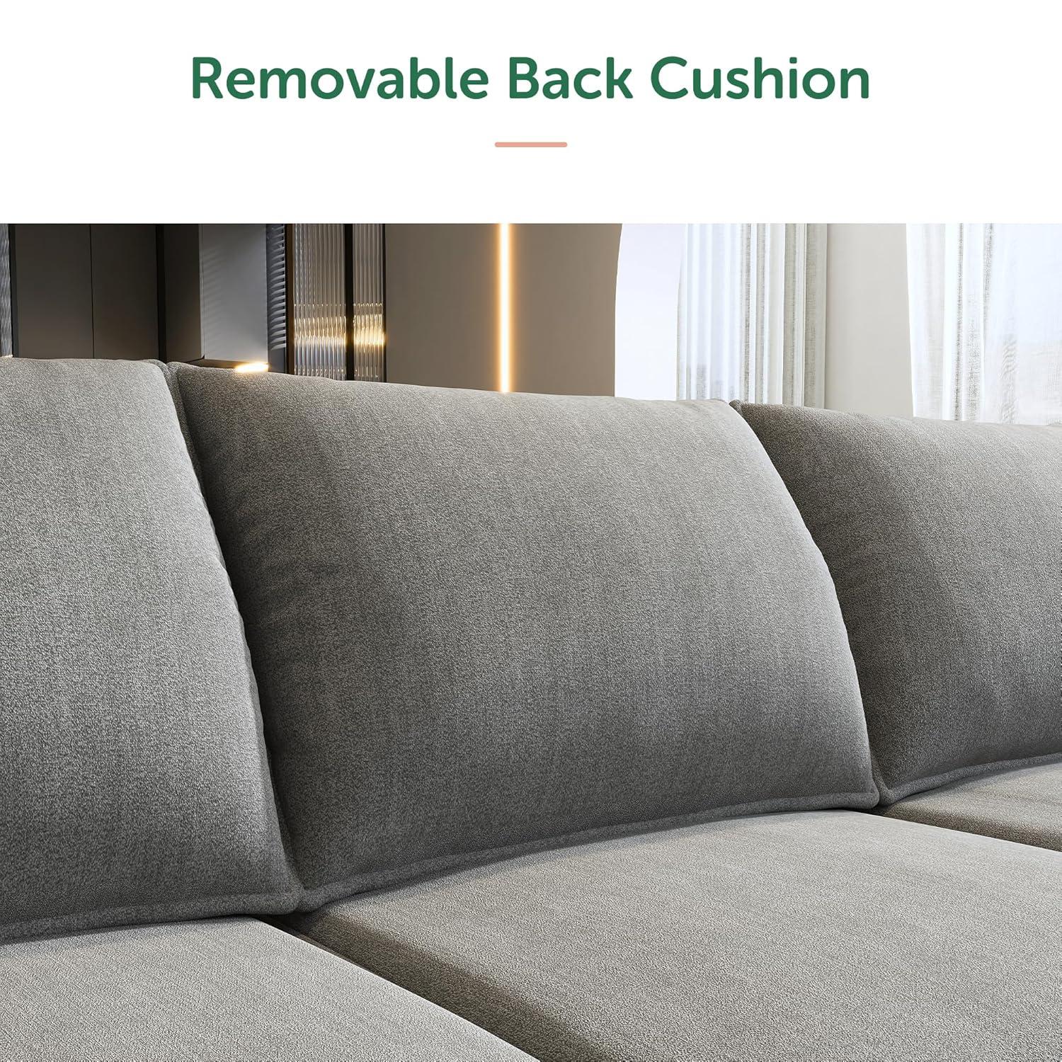 HONBAY Convertible Sectional Couch with Reversible Chaise Modern L-Shape Sofa 4-Seat Couch Modular Sectional Sofa with Storage Seats, Grey