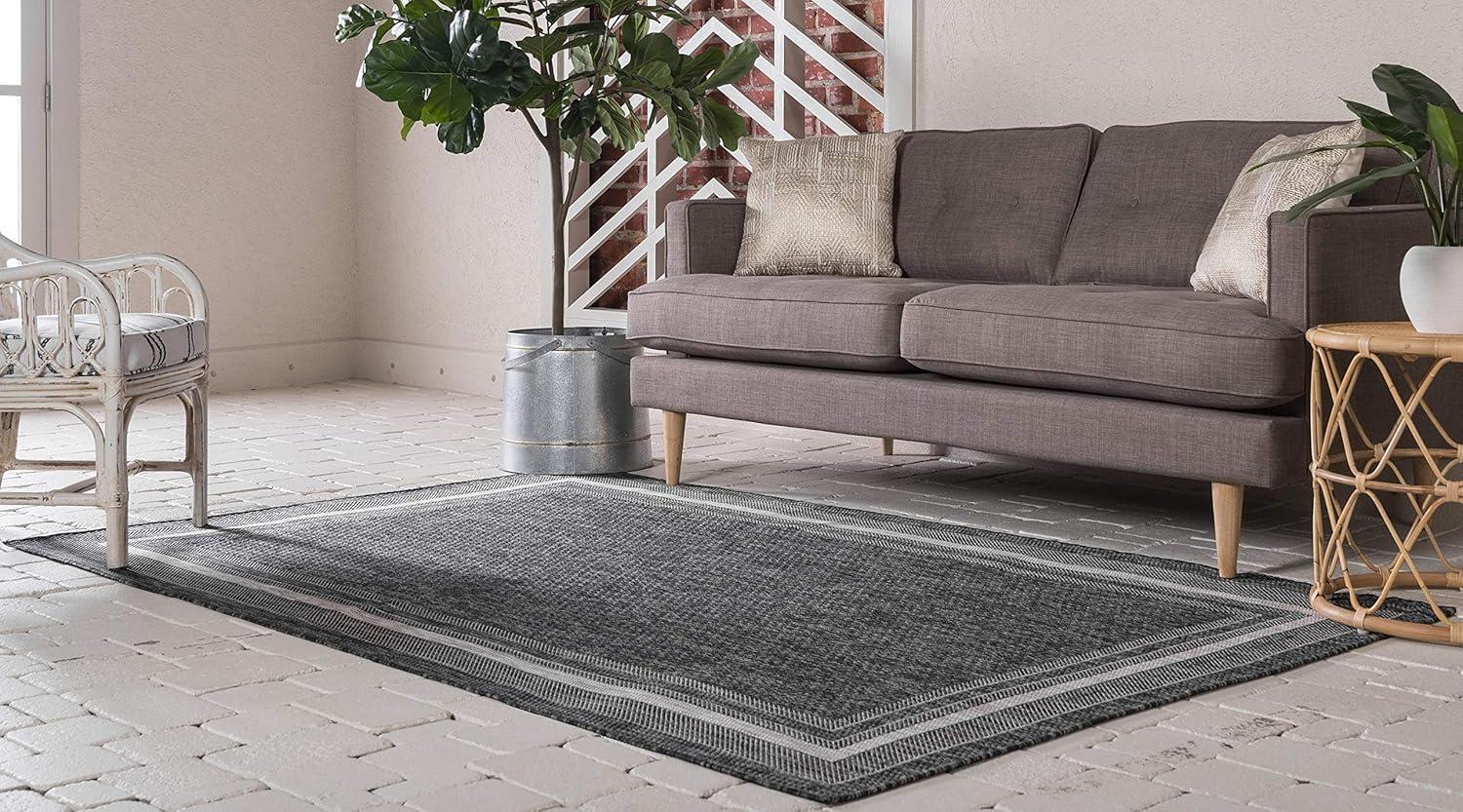 Unique Loom Outdoor Border Soft Border Border Woven Area Rug