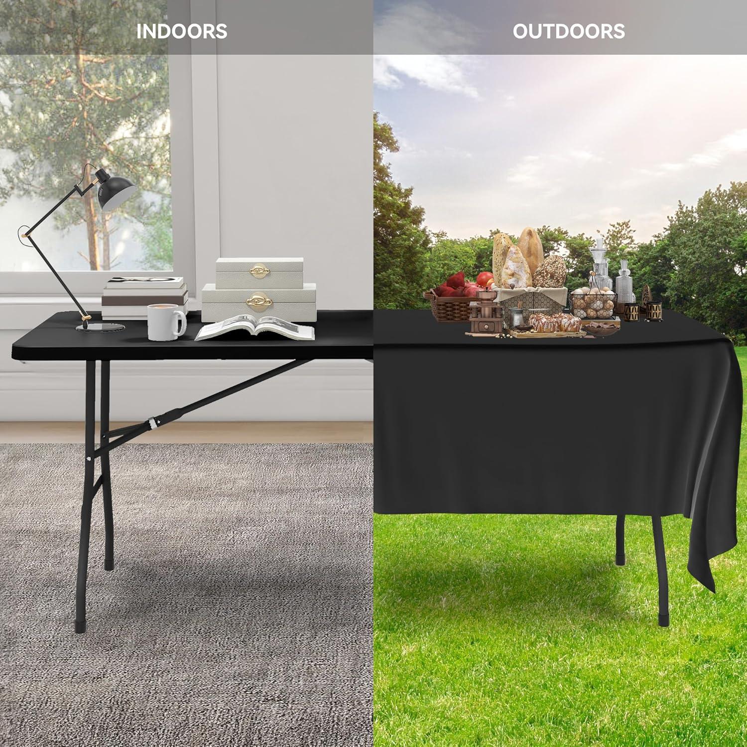 Folding Table 6 Foot,  Heavy-Duty, Portable Plastic Construction with Carrying Handle – Perfect for Picnics, Parties, and Office Indoor Outdoor Use, White