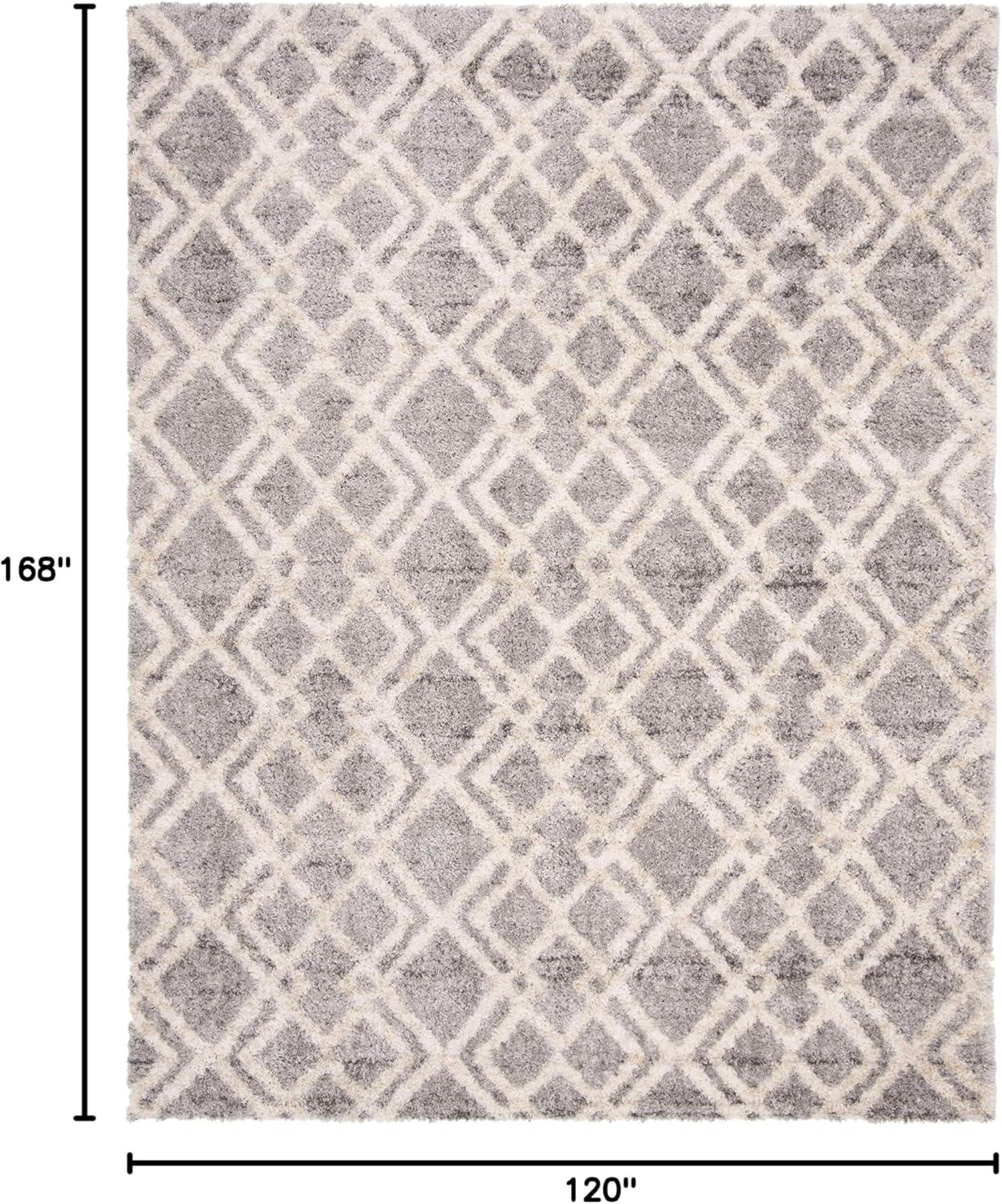 Gray and Cream 10' x 14' Shag Area Rug