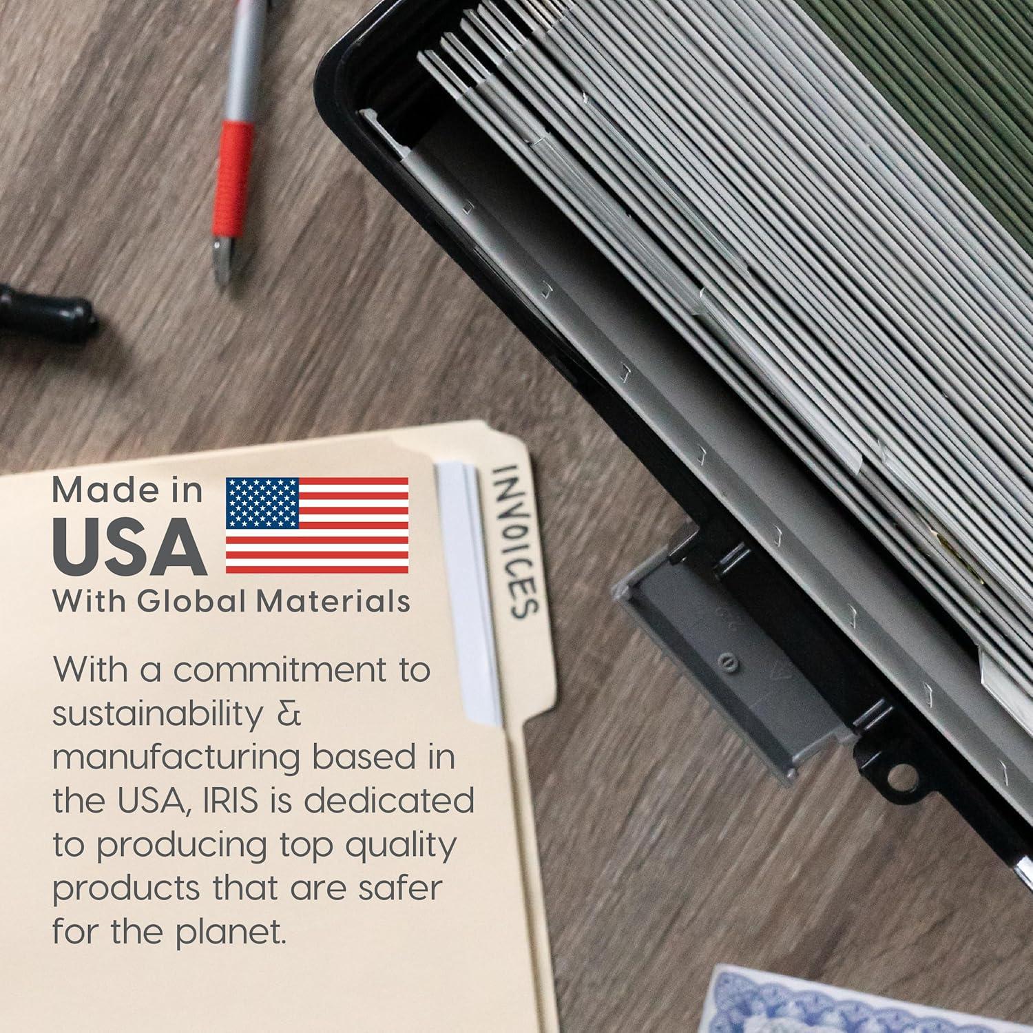 IRIS USA File Box Portable File Organizer Plastic File Box for Letter File w/ Organizer-Lid, Black 4 Pack