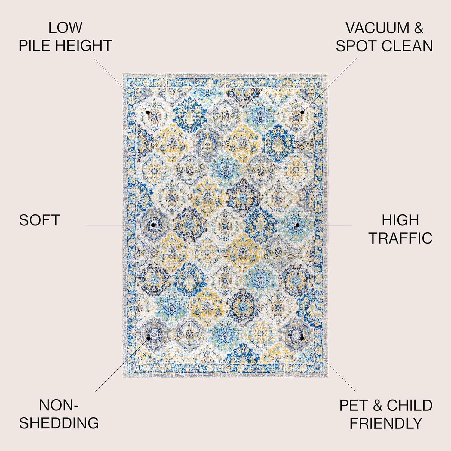 8'x10' Modern Persian Boho Vintage Trellis Area Rug, Blue/Multi - JONATHAN Y