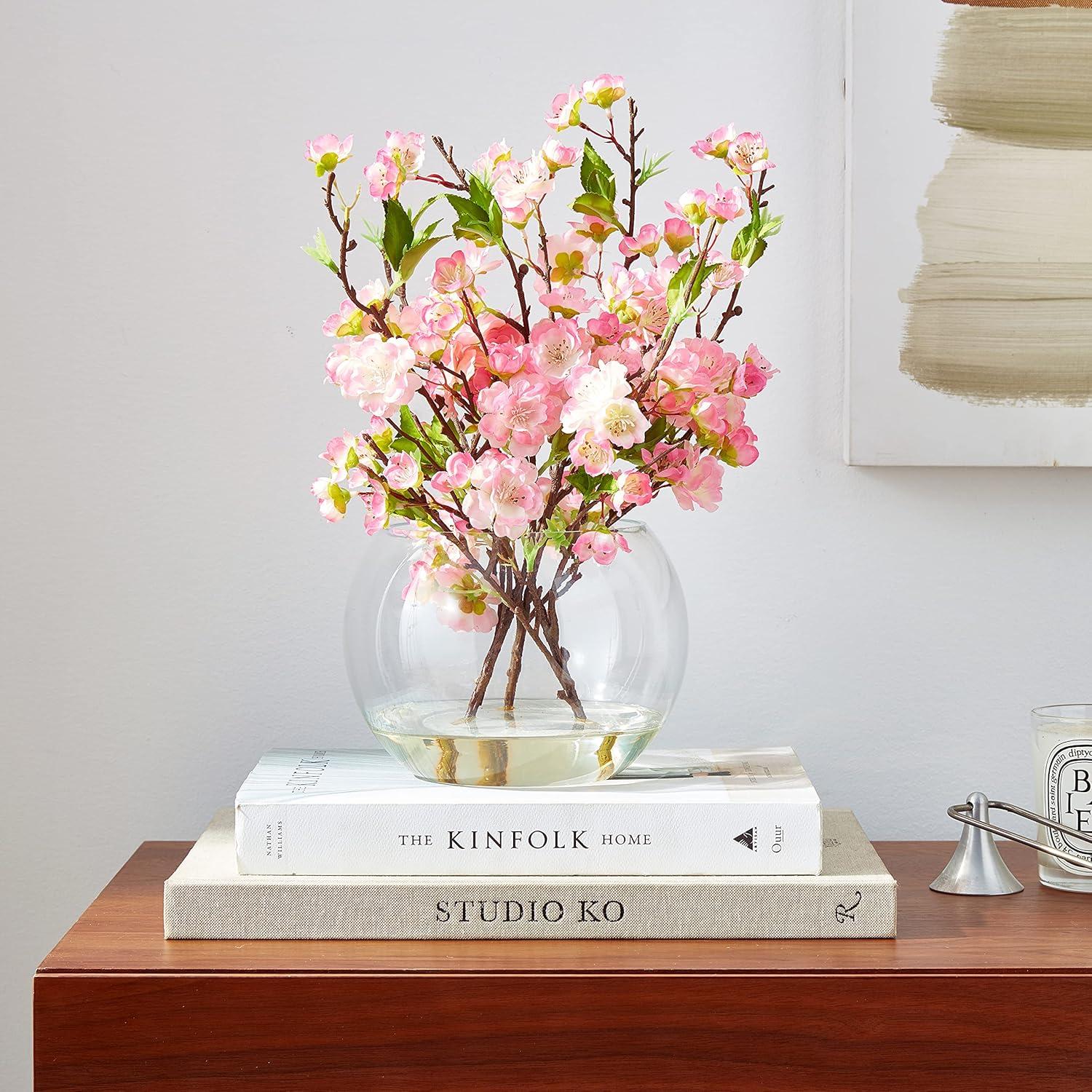 Nearly Natural Cherry Blossom with Large Vase