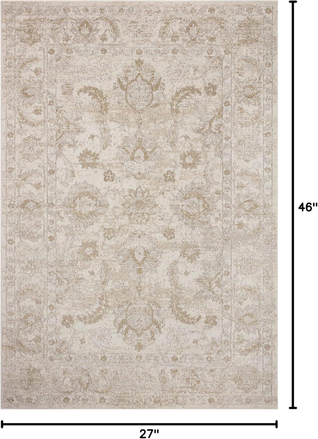 Ivory and Beige Round Polyester Accent Rug, 5'-3"